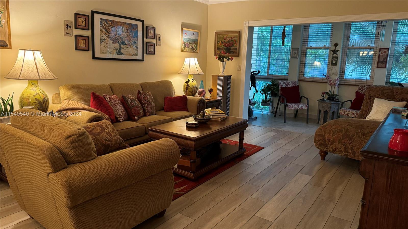 view of living room and sun deck