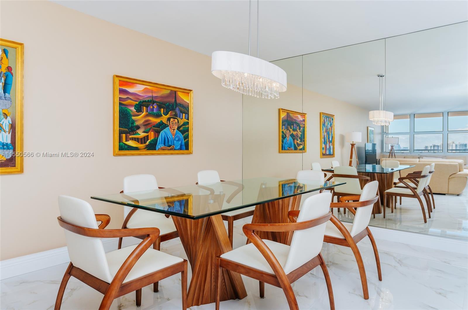 Modern Century Dining Table with Skyline reflection