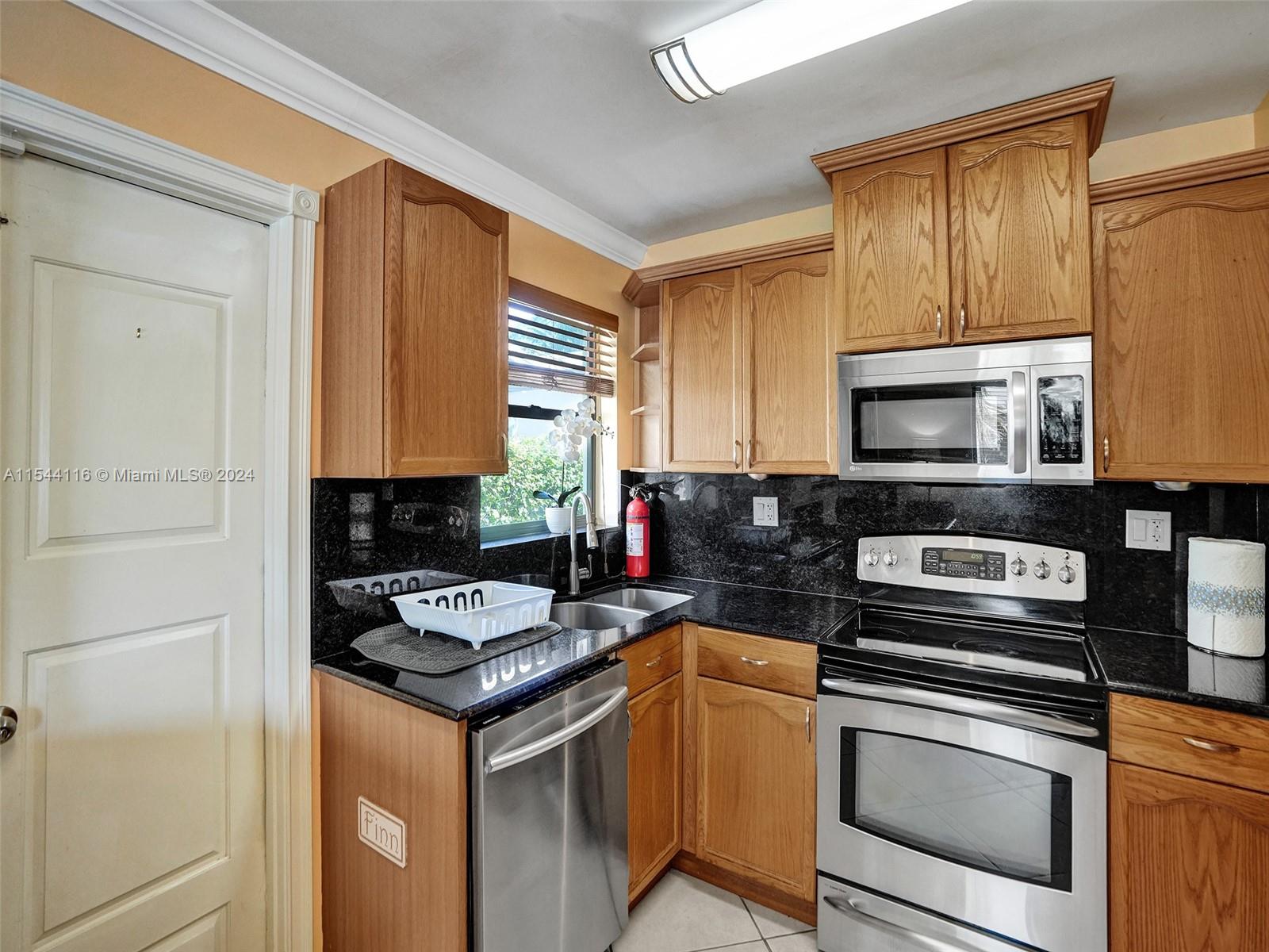 With a door to the backyard.