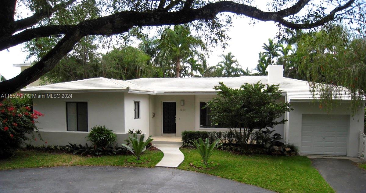 Excellent location! Tastefully updated modern home in South Gables on tree lined street. Open floor plan with large windows bringing in plenty of light. Large family room with French doors opening to landscaped, spacious and private backyard. Sleek modern kitchen and bathrooms. 4th bedroom off of kitchen for office/playroom/maid's room. One block away from coveted Jaycee Park for playground, tennis & basketball. Newer roof and PVC pipes.  Living Area = 2,369 per building plan