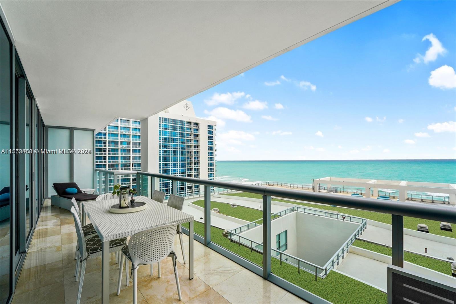 Direct Ocean 2/2. One of LARGEST TERRACES in the building, space for large dining table & more for outdoor/al fresco dining!  All white Miele & Subbzero Appliances.100’s of classes per/ week, 70k+ annually in Spa/ Club Benefits. 70,000 SF Gym, Hydrotherapy, 4 Pools, 2 Pilates Studios, Michelin Star Pop up Restaurant, Juice Bar, Rock Climbing Wall, Private Beach. Text for more info.