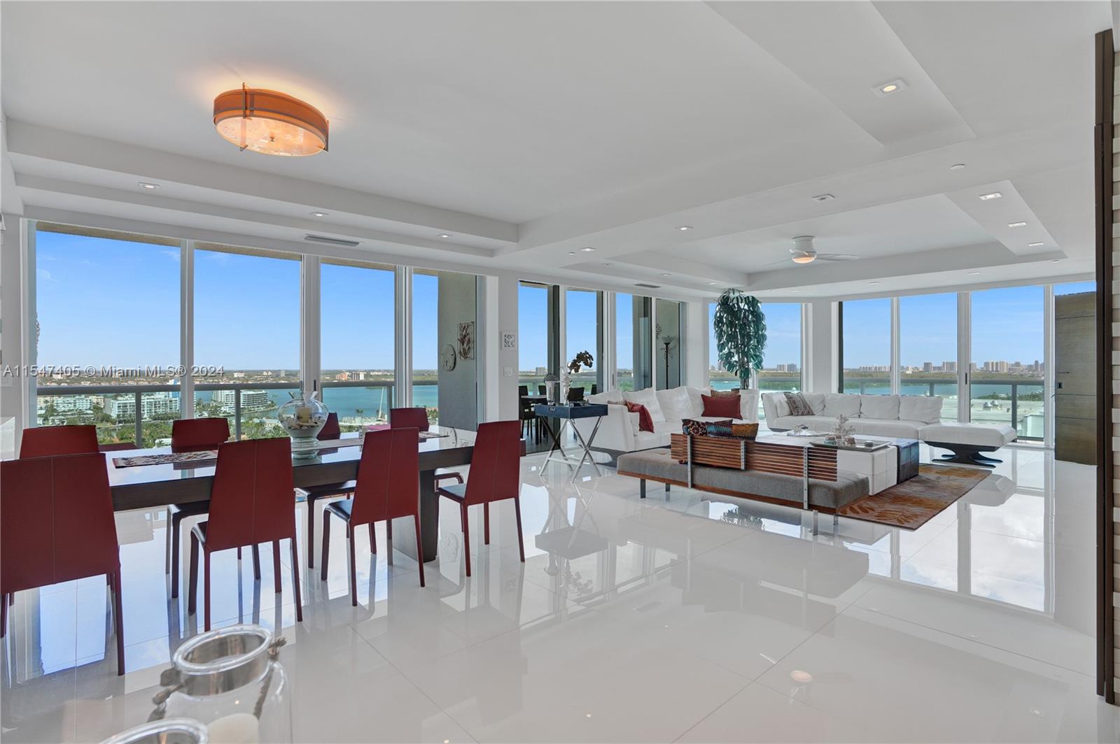 Grill & dining area with stunning view of the city, the bay & the beach.