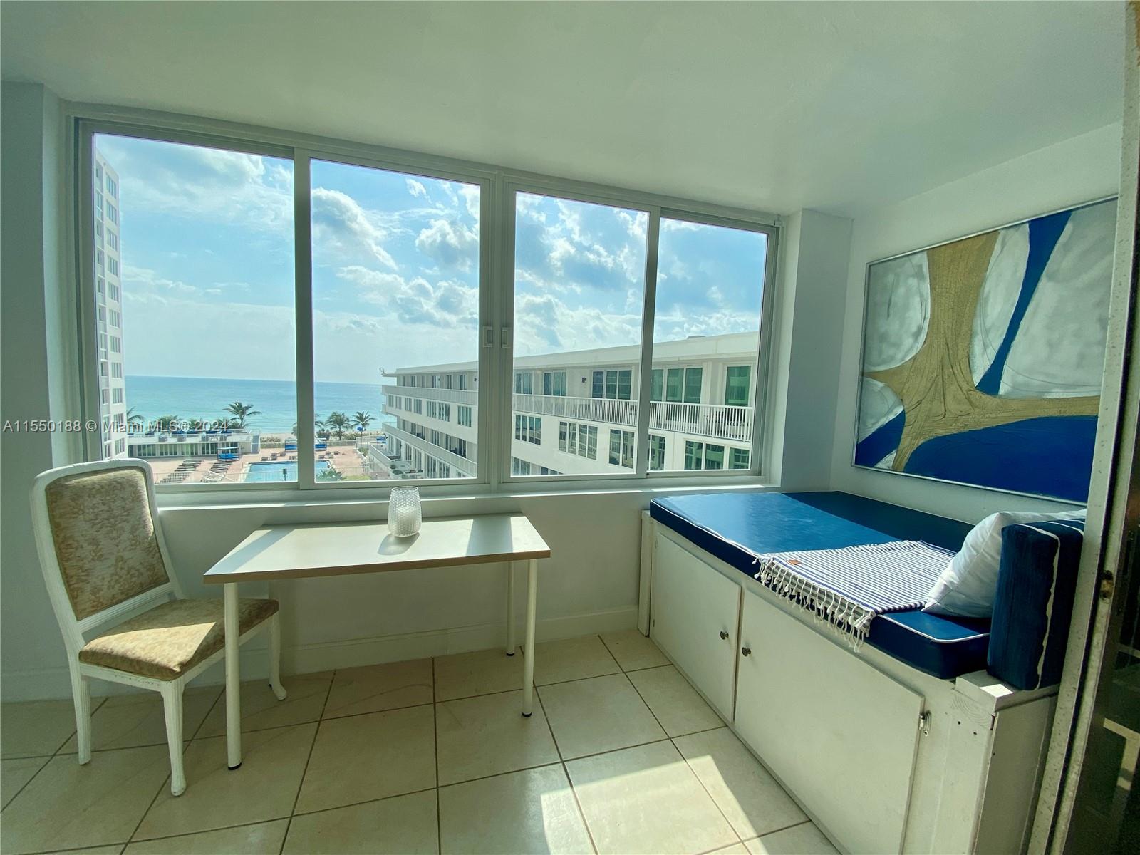 Wake up to stunning ocean view every day, from one of the most sought-after line units at the Carriage House Condo. Located just minutes from all the action of South Beach, but tucked away in a quiet building, you will find that this spacious one bedroom plus den with floor-to-ceiling windows is just what you are looking for. Unit features a large walking closet and enclosed balcony. Can rent furnished or not. Comes with an assigned parking space and valet. Conveniently located just steps away from the elevator that gives access to the beach, amenities and laundry room. On site gym, pool and sundeck overlooking the beach, sauna, jacuzzi, basketball/racquetball and tennis courts, convenience store, dry cleaners, beauty salon, restaurants and more. Make this condo your beachfront retreat!