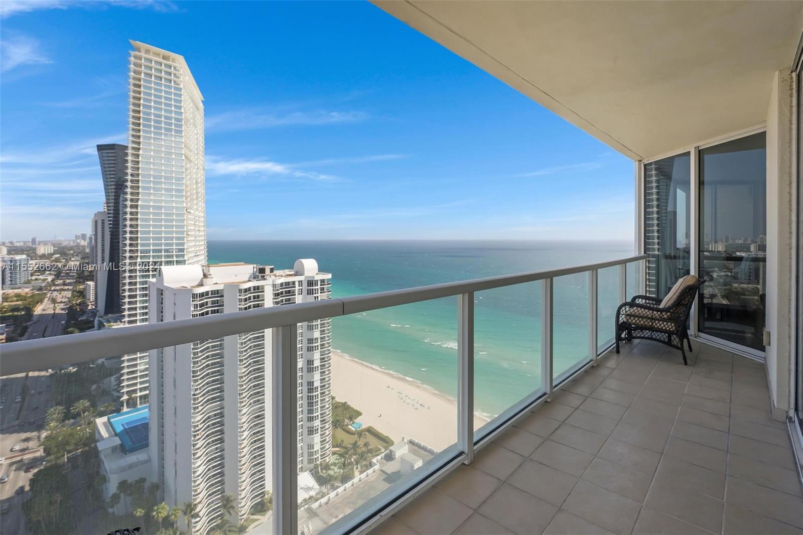 Stunning and spacious 2/2 corner unit (1,423 sf) now available for rent at La Perla, oceanfront condominiums in Sunny Isles Beach! This condo comes furnished, is vacant, and ready to occupy. With marble floors throughout, floor-to-ceiling high-impact windows, and wrap around balcony, unit 3704 features high-floor views of the ocean, Collins Ave, and Intracoastal. The split bedroom layout offers privacy, while the many closets (primary bedroom walk-in) offer plenty of storage. Main bedroom includes balcony access, double sinks in the bathroom, oversized tub and shower. The unit also boasts an open kitchen and laundry room inside of the unit. Enjoy the many bldg. amenities such as the pool, jacuzzi, sports lounge, kids' room, 24-hr security, attended lobby, ocean access, and beach service.