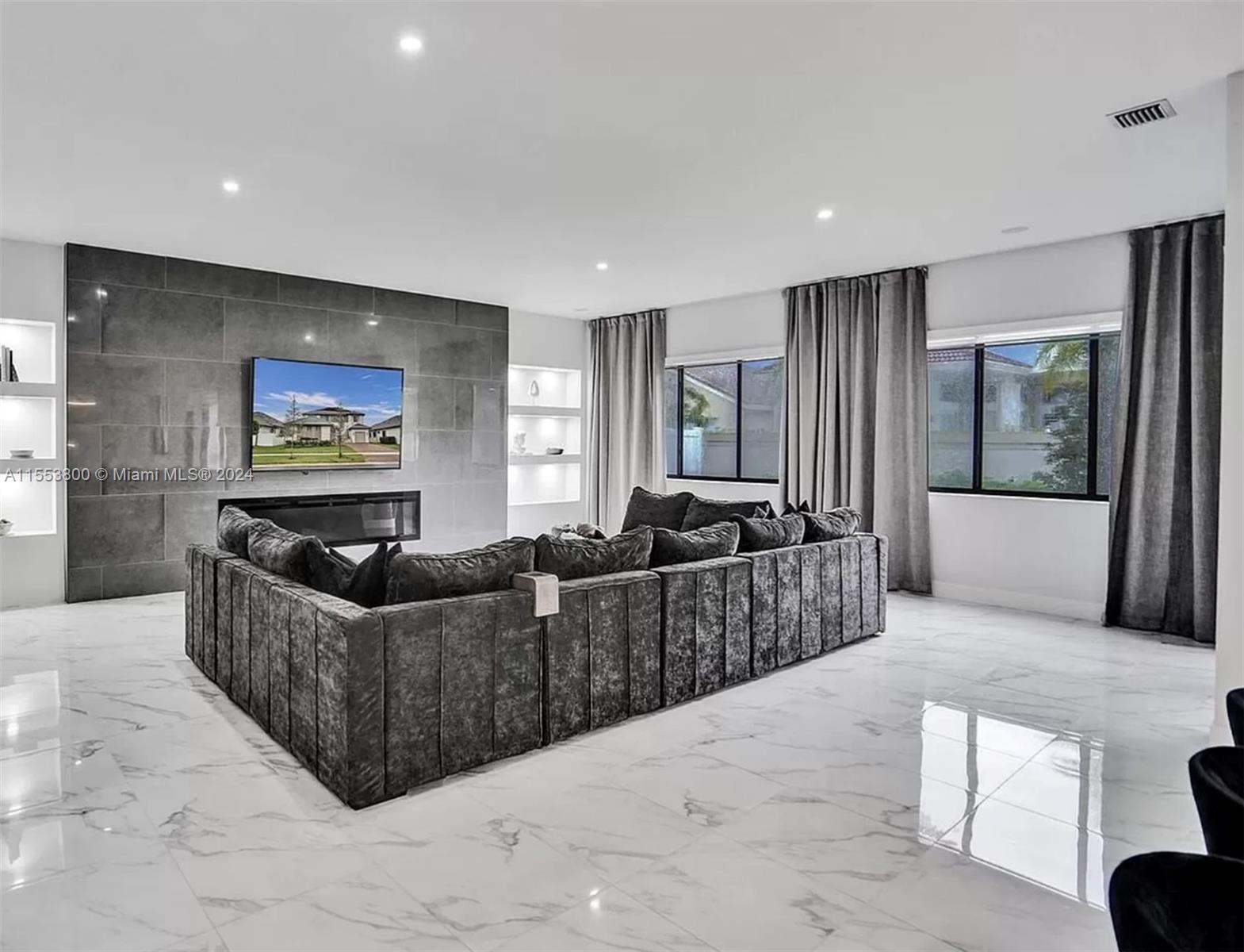 Upgraded Wall Tiles with Fireplace