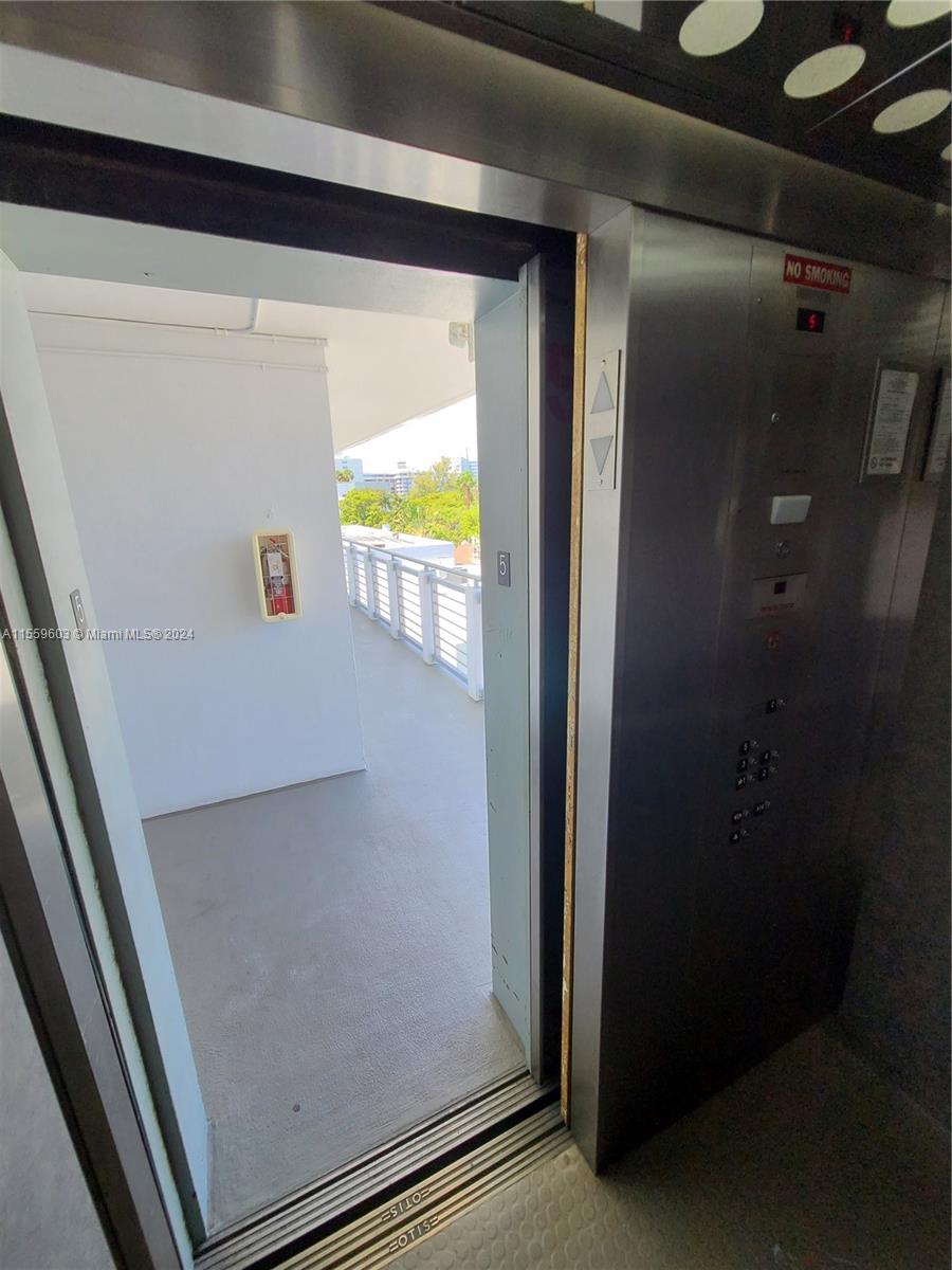 Elevator landing on top floor