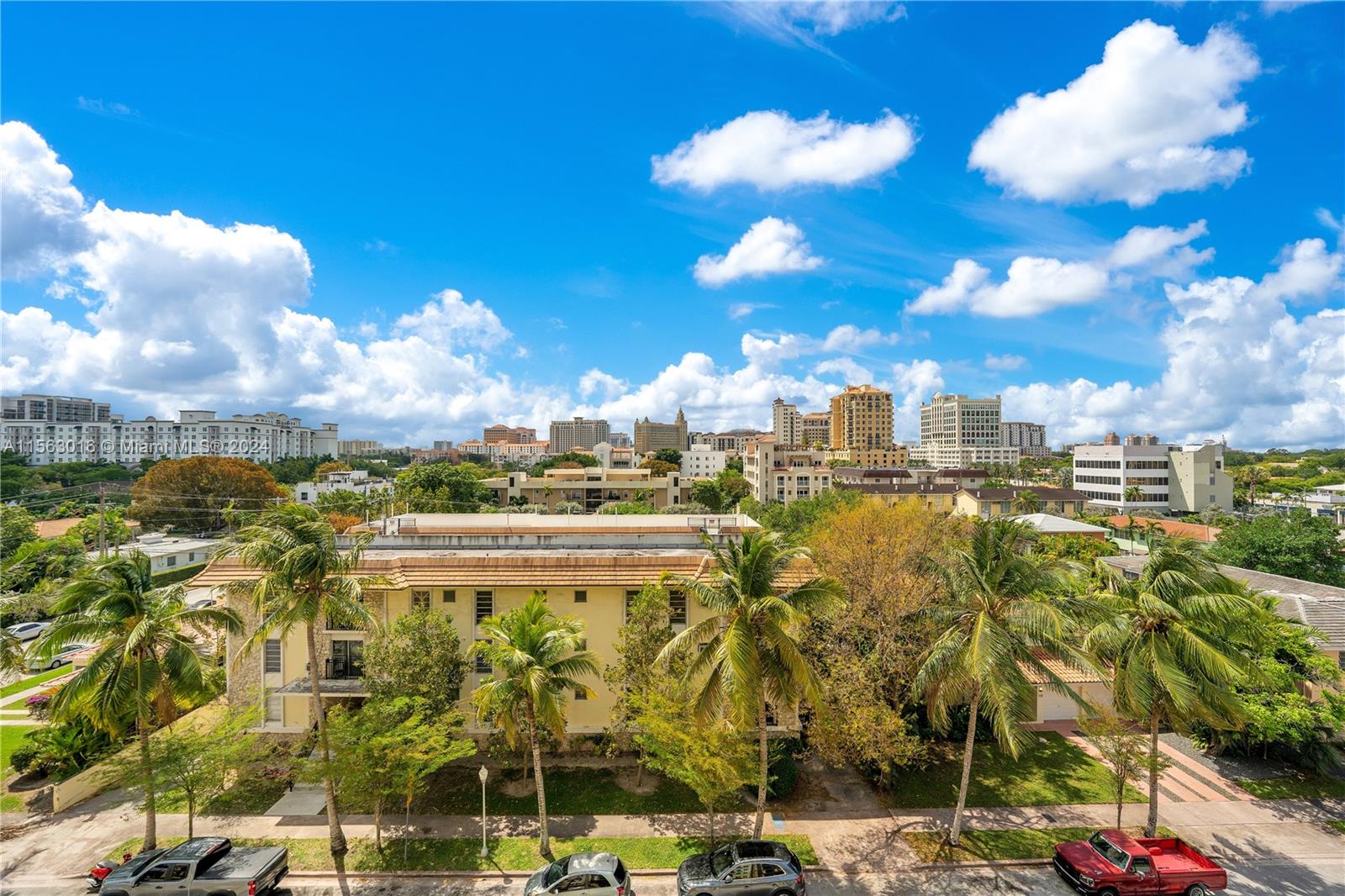 Balcony south view to downtown Coral Gables skyline.