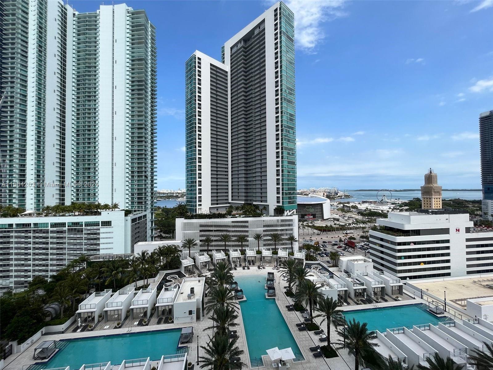 Beautiful modern 2/2 apartment located in downtown Miami right by the Miami Heat Arena, Bayside Marketplace and the Frost Museum. Minutes to Brickell, Wynwood, Miami Design District, Midtown, and South Beach. You can't find a better location then this! White flooring throughout, open concept kitchen, walk in closets, beautiful bathrooms (especially the master with light mirrors, bathtub, and walk in shower). Huge balcony with partial pool view, ocean view, and area view. 5-star resort style amenities; pool, cabanas, social lounges, spa, salon, kids room, BBQ, basketball and tennis courts, yoga studio, an incredible gym with everything you can think of! 24 hour valet and front desk! FUNDS REQUIRED TO MOVE IN WILL BE EQUAL TO 3 MONTHS OF RENT. MOVE IN READY!