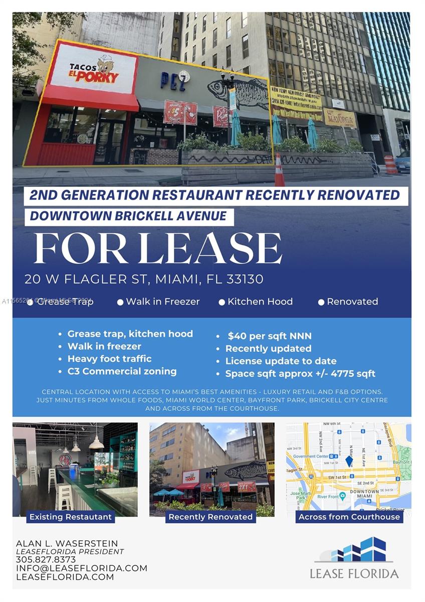 20 W FLAGLER ST, Miami, Florida 33130, ,Commerciallease,For Rent,20 W FLAGLER ST,A11565261