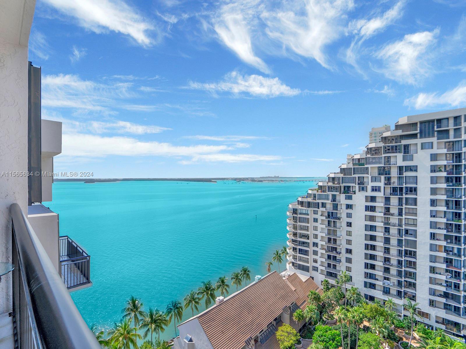 Immaculate, completely remodeled 2/2 Penthouse, with higher ceilings. Desirable Southern pool, bay and city skyline views. White porcelain tiles throughout. Open kitchen with an island. Jack and Jill bathroom for guests. Both bedrooms have a large closet, both of them are completely built out. Brickell Key II has a remodeled entrance, lobby, gym and pool. New elevators are close to complete and hallway remodel has been started. The pool has bay access to the Island boardwalk, perfect for peaceful bay walks. Enjoy this Island oasis, with great restaurants, a marketplace, and two parks, only a short walk to the center of Brickell, Mary Brickell and Brickell City Center. The building requires all tenants to get RENTER"S INSURANCE. The Unit can be rented partially FURNISHED