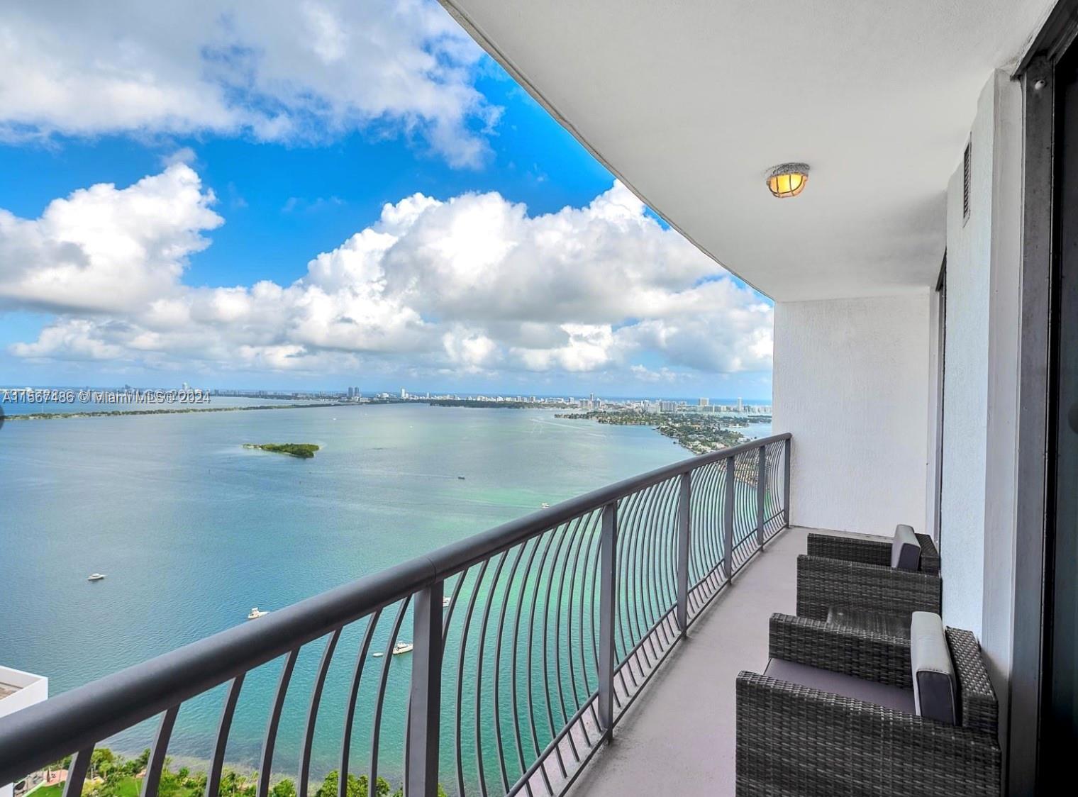This great apartment is located within minutes of shops, grocery stores, and restaurants. Situated on the 45th floor, this fully furnished apartment boasts breathtaking direct bay views of the Venetian Causeway and Miami Beach. The unit includes cable TV and Wi-Fi for entertainment; while the kitchen features stainless steel appliances, a washer and dryer inside the unit add convenience to your daily routine.  Pet-lovers will appreciate that large dogs are welcome, and a designated parking spot is included. With high-tech security features in the building, you can enjoy peace of mind in this elegant and secure environment.  While the pool may be temporarily closed, residents have access to a wealth of nearby amenities and attractions. Contact the agent today to inquire about monthly rates.