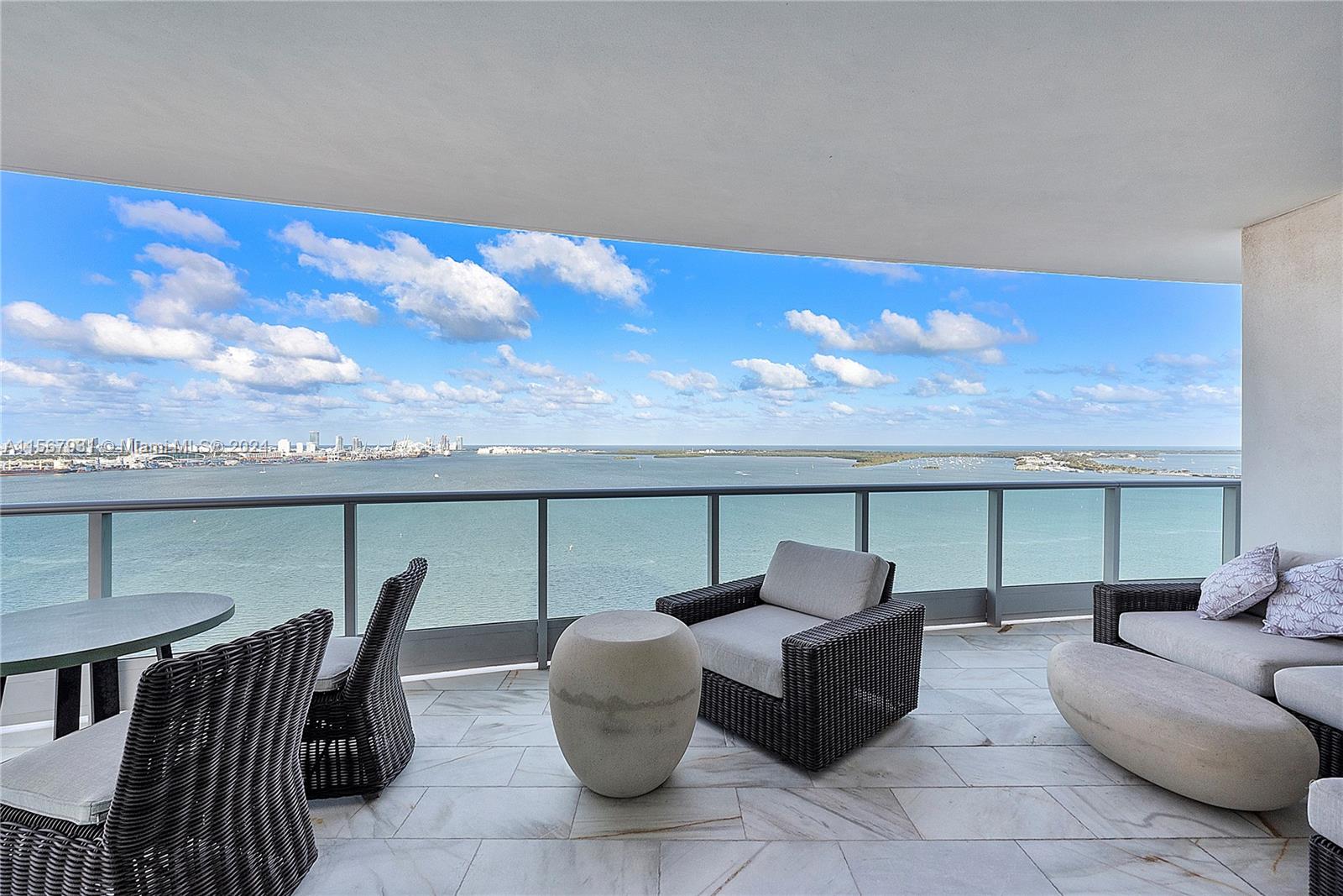 Experience the luxury of Jade Residences at Brickell with direct panoramic views of the ocean on the most sought-after corner unit. Unit is furnished and features a state-of-the-art kitchen with designer cabinetry, stainless steel appliances, cappuccino maker and wine cooler. Endless Ocean views from every room in the unit through expansive floor to ceiling impact windows. Infinity edge pool, Sauna, steam room, fitness center, European spa, racquetball, and utmost personalized concierge services. A resort lifestyle awaits you.  Steps to the best restaurants and entertainment in Brickell. This building has no assessments and is well-maintained.