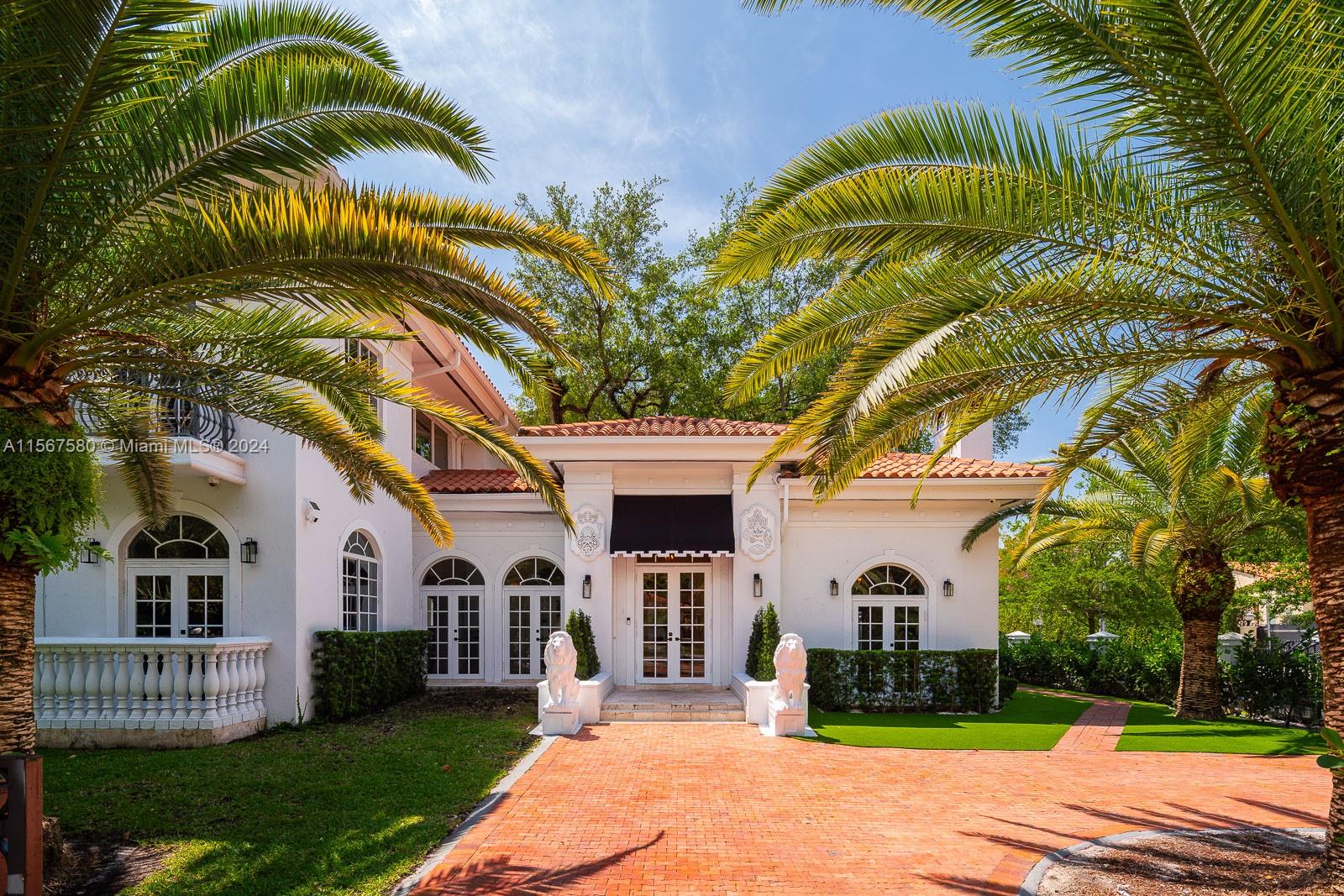 Palm Beach elegance renovated with youthful, exuberant styling by renowned and televised designer known for her projects in South Hamptons, Beverly Hills & Palm Beach. This close to 5000 sq' home is a remarkable breath of fresh air in a coveted neighborhood just steps to the Biltmore Hotel. Palladian windows & 14'-foot-tall ceilings add natural light & wide-open airiness throughout. The 13,875 sq. ' lot is walled & gated. 1st floor; foyer, formal living room with a wood-burning fireplace, family room, formal dining room, chef's kitchen, guest bedroom/bath, 2 large offices, 1/2 bath, poolside cabana with bath & central courtyard. 2nd floor: 24'X20' primary bedroom w/2 huge walk-in closets & huge primary bath + 3 other bedrms & 2 baths. 2 car garage. Leased from Sept 1, 2024 for one year.