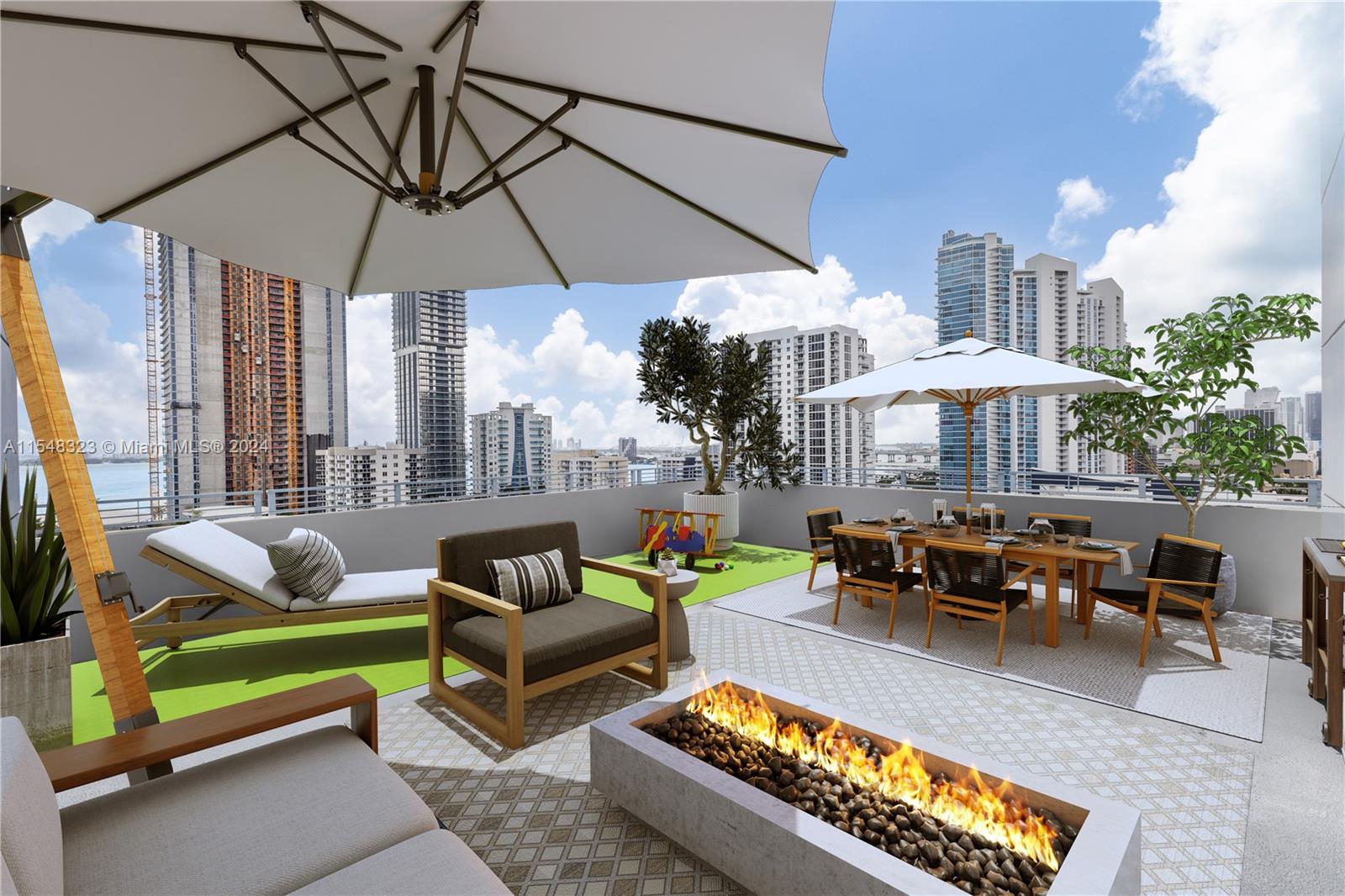 Discover urban living with Penthouse 2 at City 24, located in the heart of Edgewater. This 2BR/2Bath residence boasts a sprawling 1000 sq ft rooftop terrace PLUS 3 additional balconies with city & water views, perfect for entertaining or private relaxation. With 2 dedicated parking spaces, parking is a breeze. Located in a vibrant neighborhood, this location has convenience and accessibility to Miami's finest dining, shopping, and cultural experiences. Wynwood and Midtown are just blocks away as it the Arts and Entertainment area of Miami. The building, known for its s strong finances &  meticulous maintenance, provides residents with a suite of amenities that enhance the living experience. The penthouses are only 6 units on its private level accessible with special elevator access.