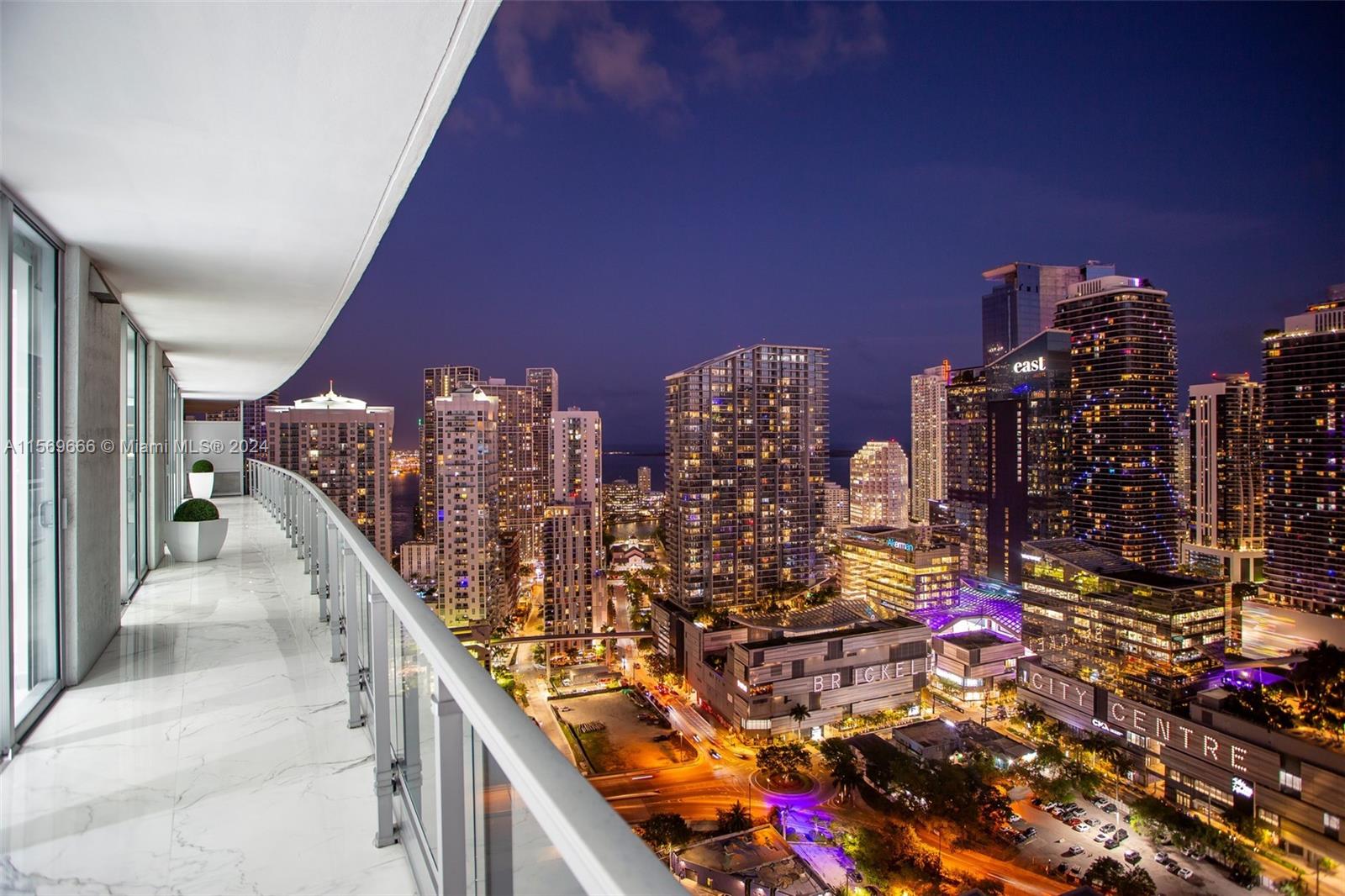 Impeccable 3 bed / 3.5 bath residence with 2,356 SF of living space overlooking magical views of the Bay and Brickell skyline. This unique condo is a combination of 2 units converted into one spacious home. Upon entry, you’re greeted w/ large entertaining spaces looking out to picture perfect views. Kitchen features Bosch appliances, a large island, & built in TV. Formal Dining room has butlers pantry w/ wine fridge overlooking city & bay views. Both secondary bedrooms are ensuite w/ spacious custom closets. Oversized primary bedroom has a large walk-in closet & bathroom w/ double vanity, shower, & private water closet. Spacious formal laundry room w/ utility sink. Electric blinds, built in ceiling speakers, 2 assigned parking, HUGE storage, Custom Italian Wood Doors. That Brickell Life!