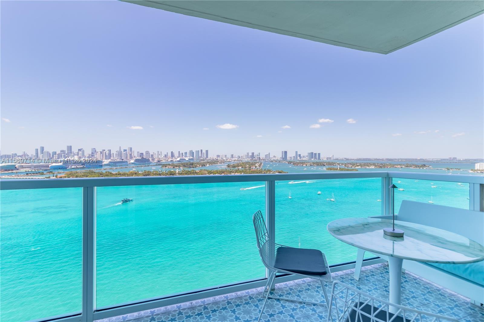Incredible views from this high floor direct bayfront residence at The Floridian! Completely move in ready with brand new kitchen and bath, marble flooring throughout, spacious tiled balcony with endless views of Biscayne Bay, Port Miami and the majestic Miami skyline. Incredible location adjacent to the new Canopy Park and a short walk to South Pointe, Lincoln Road, the beach,dining/shopping plus easy access to the causeway to all highways just a block away. Unobstructed Direct bay views and incredible sunsets! The Floridian is a full service luxury condo with two bayfront pools, tennis, poolside food/beverage, business center, gym, spa and onsite market. Very well managed with 24 hour attended lobby, security & valet. Wifi/highspeed internet included. Pets welcome, furniture negotiable