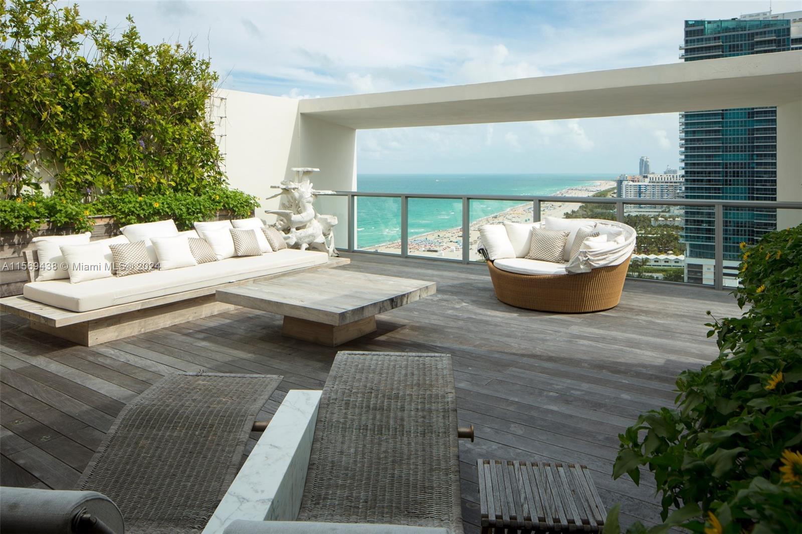 With 2314 Sq Ft of interior space and 2816 Sq Ft of exclusive outdoor space this split 2 bedroom/ 3 bath apartment has one of the best views in all of South Beach. Let's not forget the private rooftop pool, the carefully curated interior design, the furniture that comes with the unit and a convenient split floor plan. Competitively priced, this unique penthouse performs very well in the W hotel rental program.
