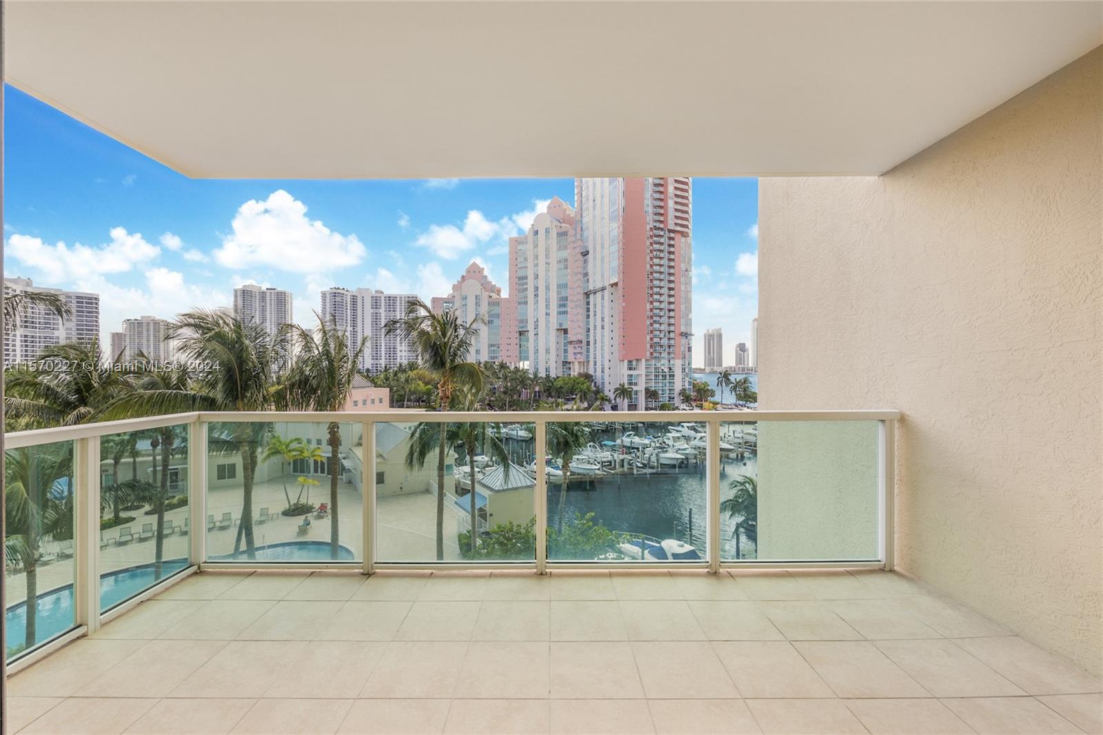 Wide balcony with bay view