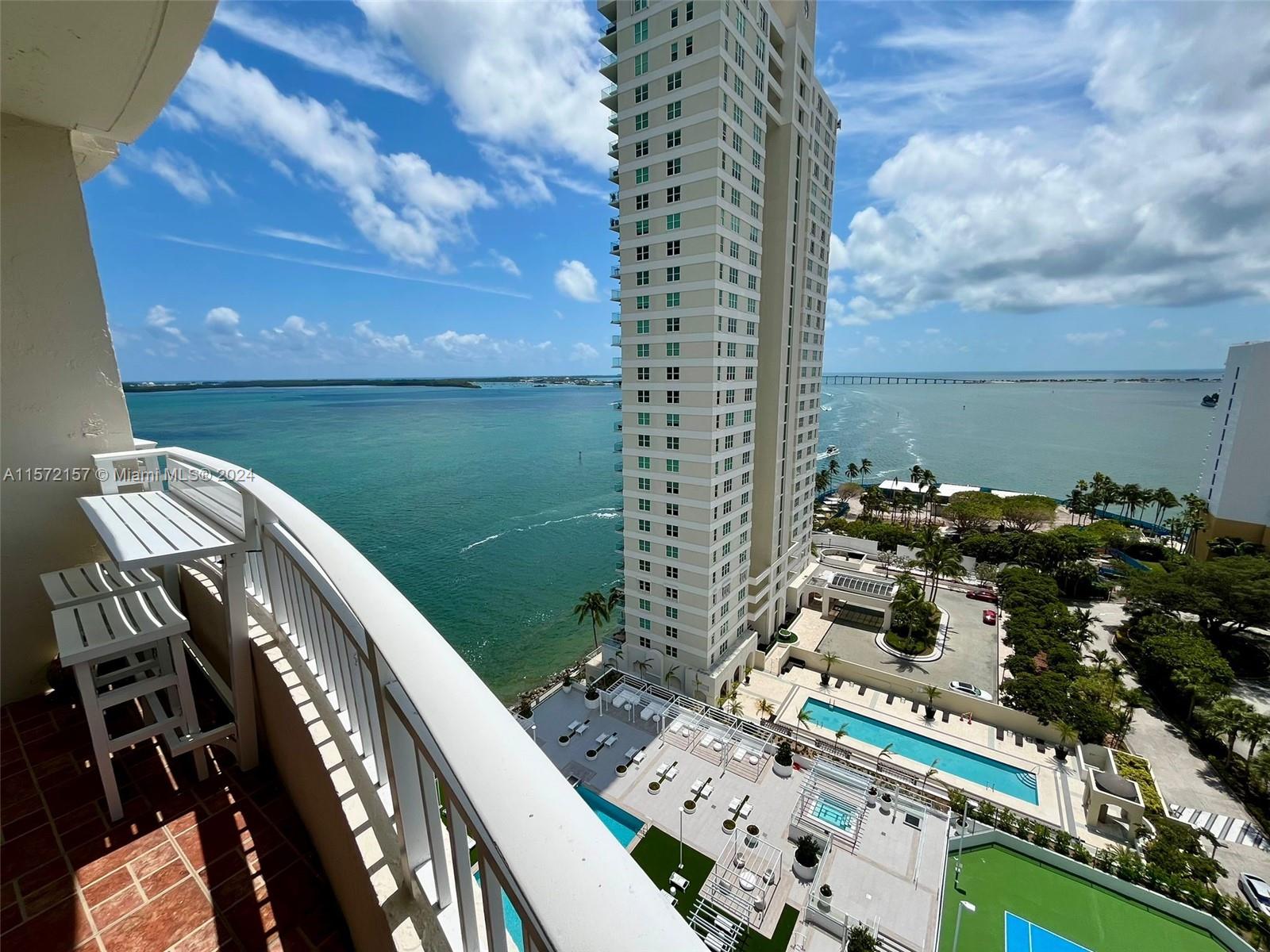 Exquisite 19th-floor residence boasting captivating waterfront panoramas from its inviting balcony on exclusive Brickell Key Island. Enjoy proximity to top-tier restaurants and cafes, offering privacy and sophistication. Features include wood floors, a generous bedroom, and a chic bathroom. Embrace luxurious living in the Financing district, near Miami Airport, trendy establishments, and shops. Recently renovated pool and amenities; please contact the condo association for details. 1-year lease, no short terms.
