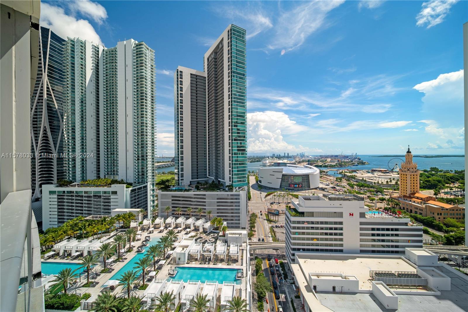 This unit is ideal for families or roommates, besides having spectacular views it has 3beds, large den, and 4 full baths. Every single room has water views. The building itself is perfectly located in the middle of downtown, with easy access to the highways and walking distance from the area, museum park, bayside and Brightline station. The lifestyle coordinator of the building is amazing, there are always activities for everyone to enjoy. The building has the most amenities in the area: tennis courts, soccer field, 5 pools, an observatory in at 55th and 58th floors, gym, game room, mini market, coffee shop, bbq and more.
Fully furnished unit. Min rental period 3 months, yearly rentals accepted. Only first month & deposit needed to move in. Bi-weekly housekeeping is included in the price.