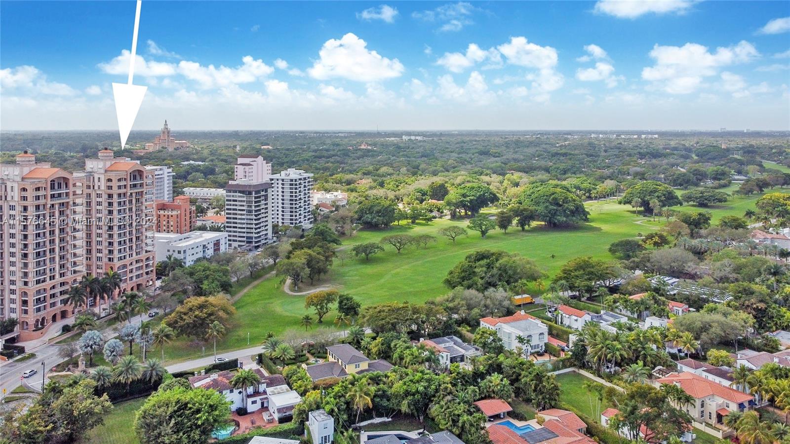 Your search for an exceptional residence ends here with this rarely available high-floor 04 line unit in the highly sought-after Gables on The Green. Prepare to be delighted by the luminous interiors that offer unobstructed vistas of the golf course, city skyline, and Coral Gables' famed tree canopy. This remarkable residence boasts a private elevator vestibule, tall ceilings, and finely crafted millwork. Floor-to-ceiling windows and doors, along with balconies on the north, west, and south, provide panoramic views while being enveloped in its understated elegance. Experience the joy of luxury living with this remarkable property. Gables on The Green is currently undergoing building-wide beautification -- surely increasing its value upon completion. Now available for private tours.