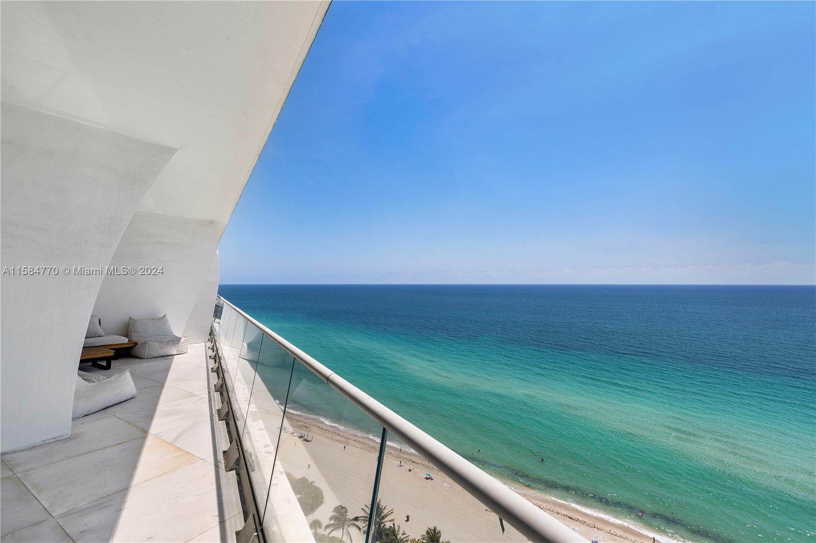 Jade Signature Condo / Sunny Isles Beach / Beautiful corner unit with a breathtaking ocean & city views / 4 Beds + Media Room + Service Quarters / 5.5 Baths / Finished Closets / Balcony in every bedroom / Marble Floors. Building Features: Ground level: Children’s Room, Entertainment Lounge, Wine Bar, Residents’ Kitchen, Beach Bar and Grill, Two Pools and Beach. Lobby Level: Front Desk, Concierge, Reading and Music Lounge, Library, Business Center, Breakfast Room, Club Room. 3rd Level: Oceanfront gym, Spinning Studio and Pilates studio, Outdoor Yoga Deck, Spa, Massage and Facial Room, Manicure/Pedicure Salon, Water Therapy Terrace.