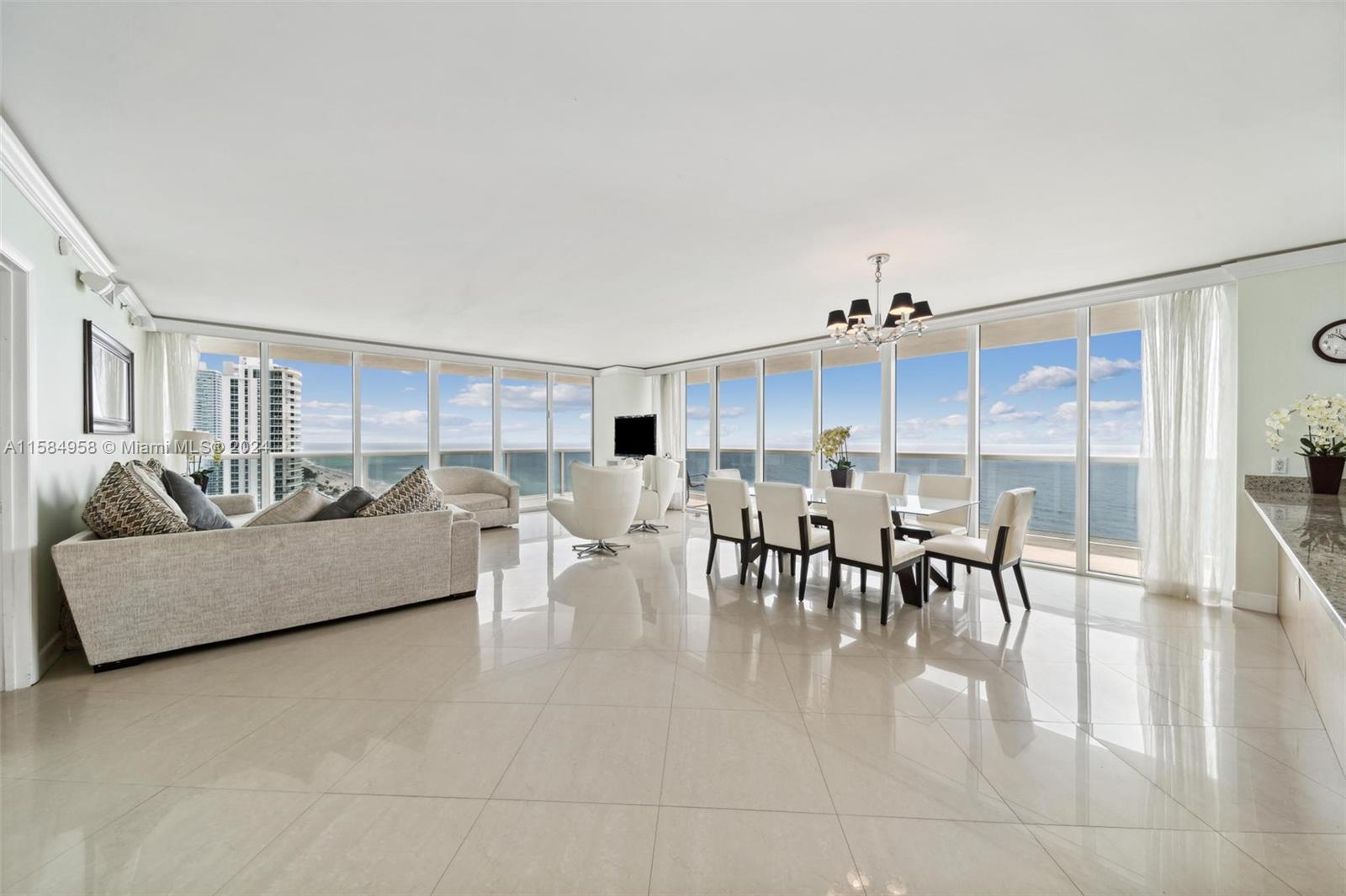 Truly Unique North-East corner unit with Breathtaking direct Ocean and Intracoastal views from this 17th floor. 2,065 sq. ft. plus 565 sq. ft. wraparound balcony. 3 bed/3 baths. Marble floors throughout, European style kitchen with Gorgeous granite counter tops and kitchen-aid appliances. Jacuzzi & separate shower in master bath. This is a 5 star resort like amenities such as magnificent lobby entrance, full time concierge, security, 24-hour valet, multi-level covered parking, 5 heated pools, 50.000 sq. ft. spa, and fitness center overlooking the ocean. One parking assigned +1 free valet. Easy to show. Rental policy is minimum 30 days, 12 times per year.