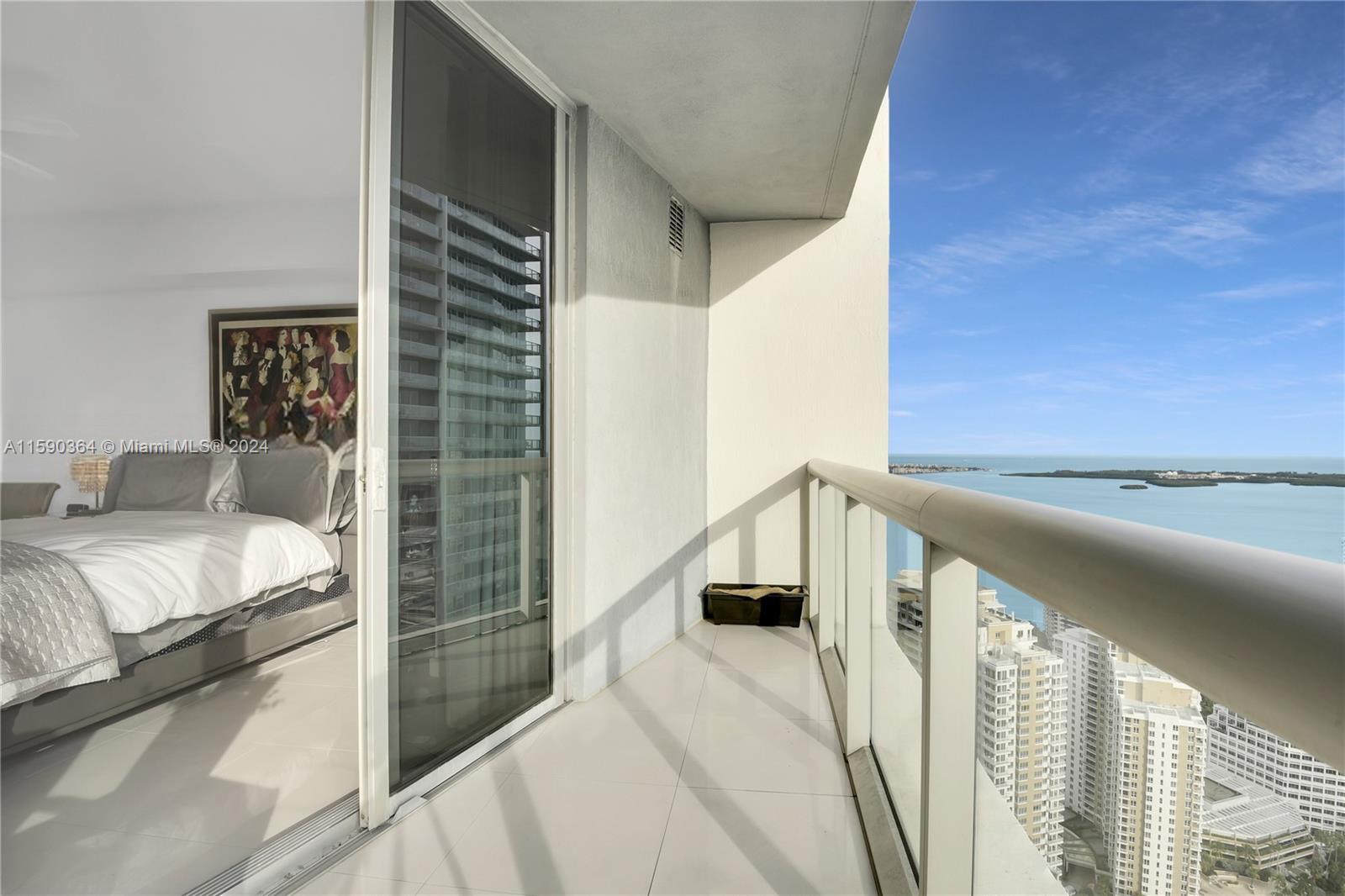 Enjoy stunning views of Biscayne Bay and the Atlantic Ocean from your private oversized terrace in sky! This stunning apartment at Icon Brickell features an open floor-plan with Kitchen overflow into the Living Room, oversized porcelain tile floor, large Bedroom, double-vanity and Jacuzzi Tub in Bathroom, Sub Zero and Wolf appliances, and, of course, stunning views. Amenities include a 300,000 gallon waterfront pool on the Bay, along with a 5-star + gym spa overlooking the Bay, and multiple restaurants on-site. Best location in Brickell, walking distance to the best dining, nightlife and shopping in Brickell. 1 Assigned Parking Spac