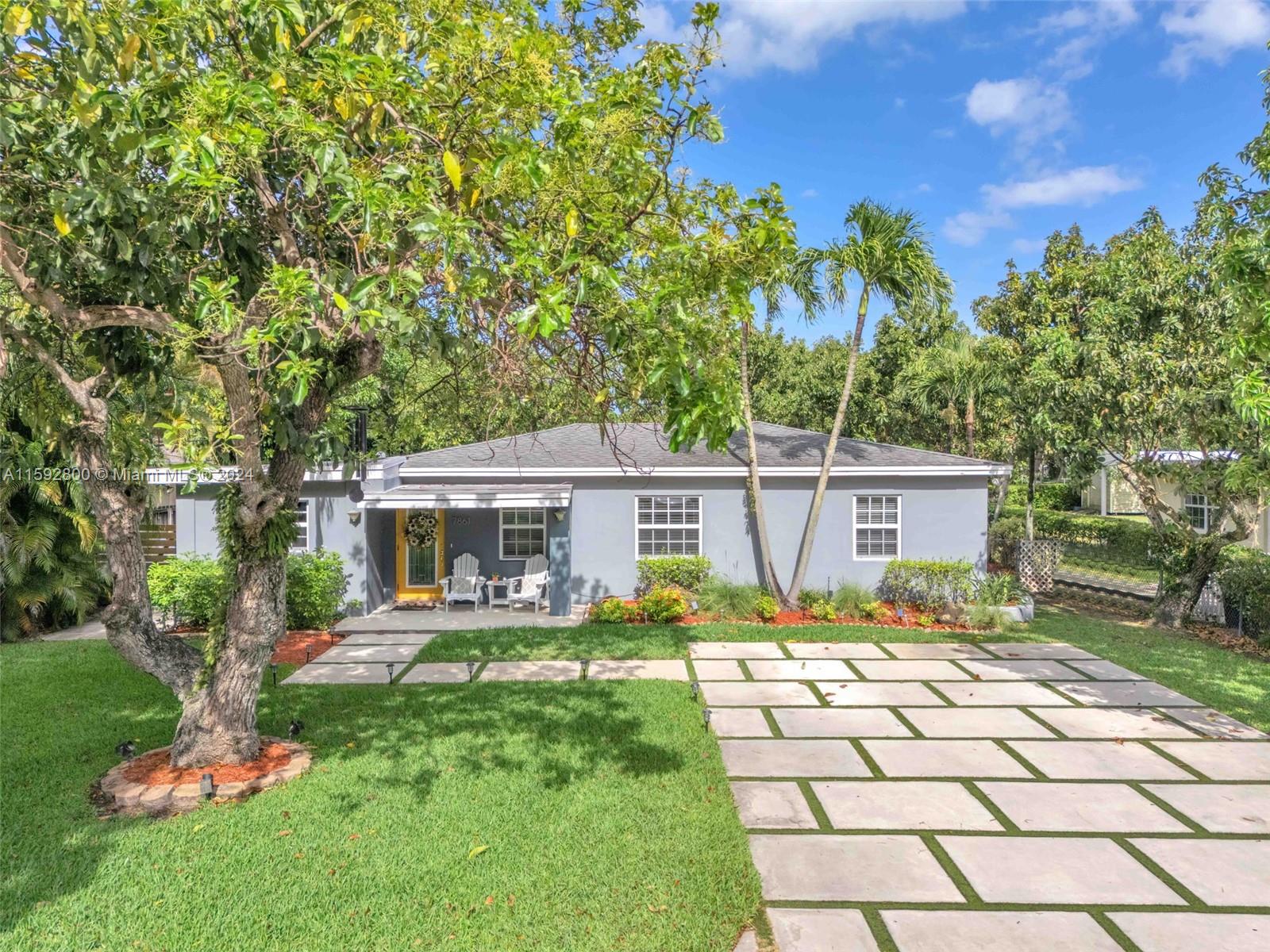 This charming and spacious 4-bedroom, 3-bathroom home is located in the heart of South Miami. Positioned on a plentiful 10,725 sqft lot with a pool and is surrounded by beautiful landscaping including abundant avocado trees. The backyard feels like a private outdoor oasis set up to entertain or just enjoy the peace of your home. The impact windows and doors allow an abundance of natural light to reflect throughout the home. The master bathroom was curated to feel like a spa within your own home. New tankless water heater (22), sprinkler system (22), and AC (18). This home is in a prime location and close proximity to US-1, Sunset Place, Dadeland Mall, the Palmetto Expressway and "A" rated schools.