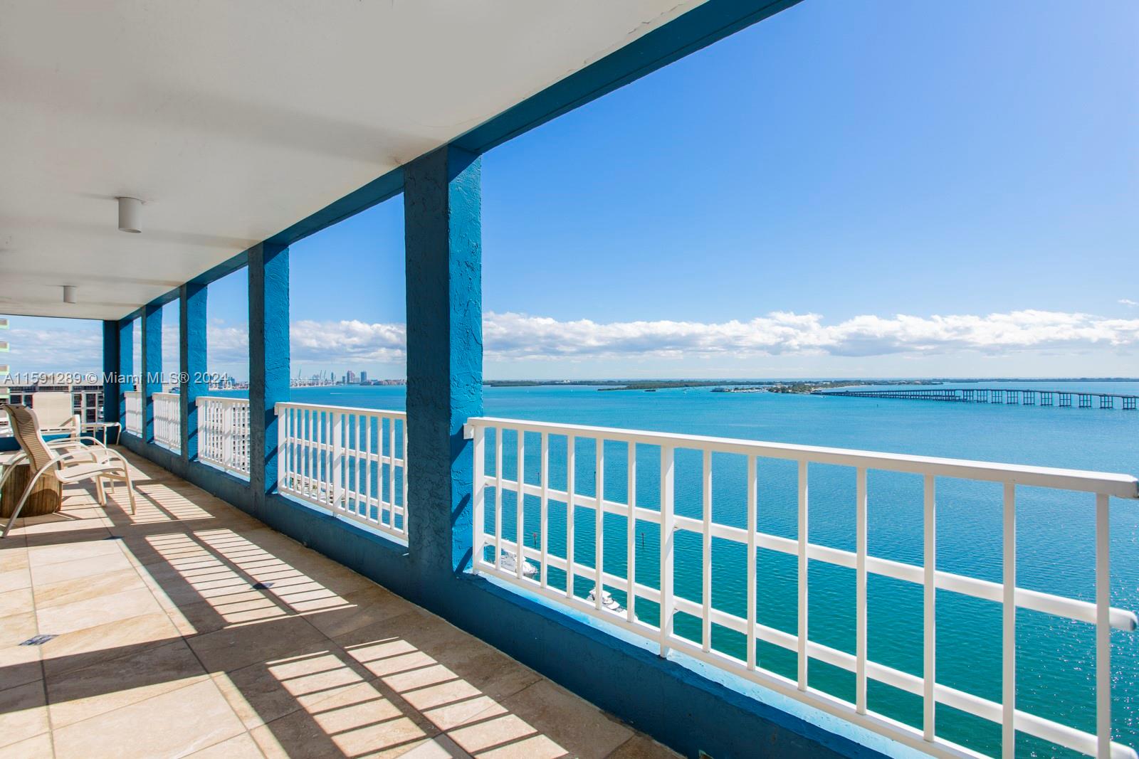 Discover this unique waterfront three-bedroom, two-and-a-half-bathroom apartment in the coveted Blue section of the Imperial on Brickell. This apartment boasts the largest wrap-around balcony of any building on Brickell, offering stunning views of Biscayne Bay from every room with east, north, and south exposures. One of the bedrooms is equipped with a built-in home office, and the living, dining, master, and third bedrooms feature surround sound speakers. Additional highlights include hurricane shutters, stainless steel appliances in the kitchen, an in-unit washer and dryer, and two parking spaces. The building offers convenient amenities such as a mini-mart with dry cleaning and shoe repair services.