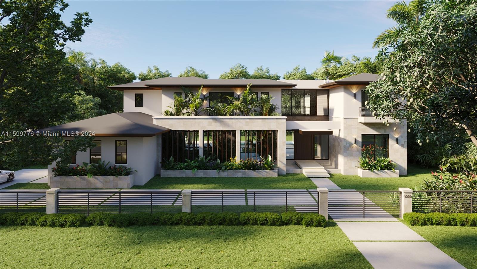 Welcome to the newest and most spectacular new construction build located in the coveted South Gables neighborhood. This Tropical Modern residence home was Designed by Giorgio Balli and sits on a expansive 17,691 sq foot lot on a quiet picturesque Andora Ave in South Gables, walking distance to Coconut Grove, Ponce Davis and South Miami. This Custom home boasts a perfectly executed and thoughtfully designed floorplan with 6,090 sq ft of living space and 7,202 sq ft of Total square footage. Executed with tremendous attention to detail this 7 Bed/ 7.5 Bath features expansive living spaces, 12ft ceilings, floor to ceiling windows, custom millwork, exterior water features, Cumaroo exterior wood detailing and much more. Completion end of Summer 2024. See attachments for spec sheet and plans*