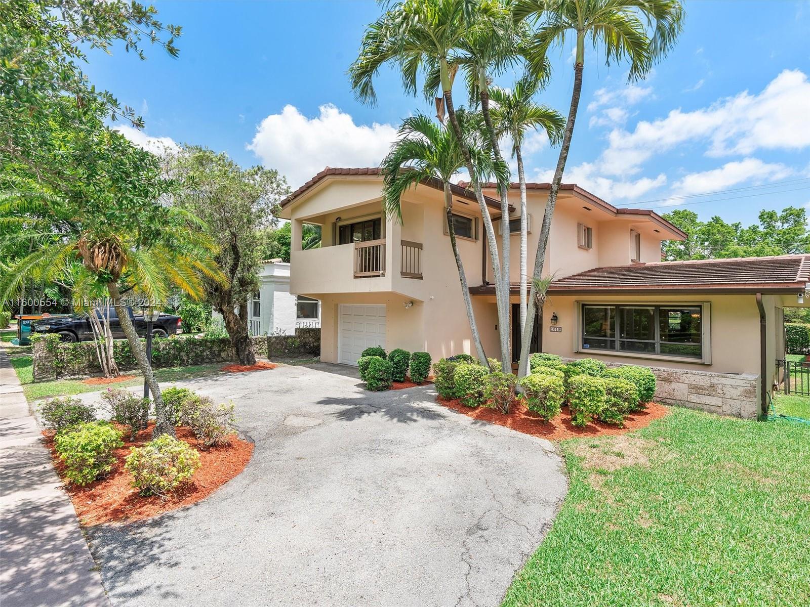 Enjoy Coral Gables living at its finest in this lovingly maintained home. Spacious floor plan with 4 Bedrooms (one conveniently located downstairs) and 3 full baths. Uniquely positioned with no neighbors in the back, this sizable private lot has potential for a pool. The previously renovated kitchen & baths are modern with real wood cabinetry and quartz countertops. Features include partial impact windows & accordion shutters throughout, plenty of storage, attached 1.5 car garage & an adorable covered terrace. Located on a tree lined street, this property offers endless possibilities for customization. Plenty of parking. Close to Coral Gables Country Club, Granada Golf Course, Biltmore Hotel, Downtown Gables, Miracle Mile, Venetian Pool, Salvador Park, tennis & more.