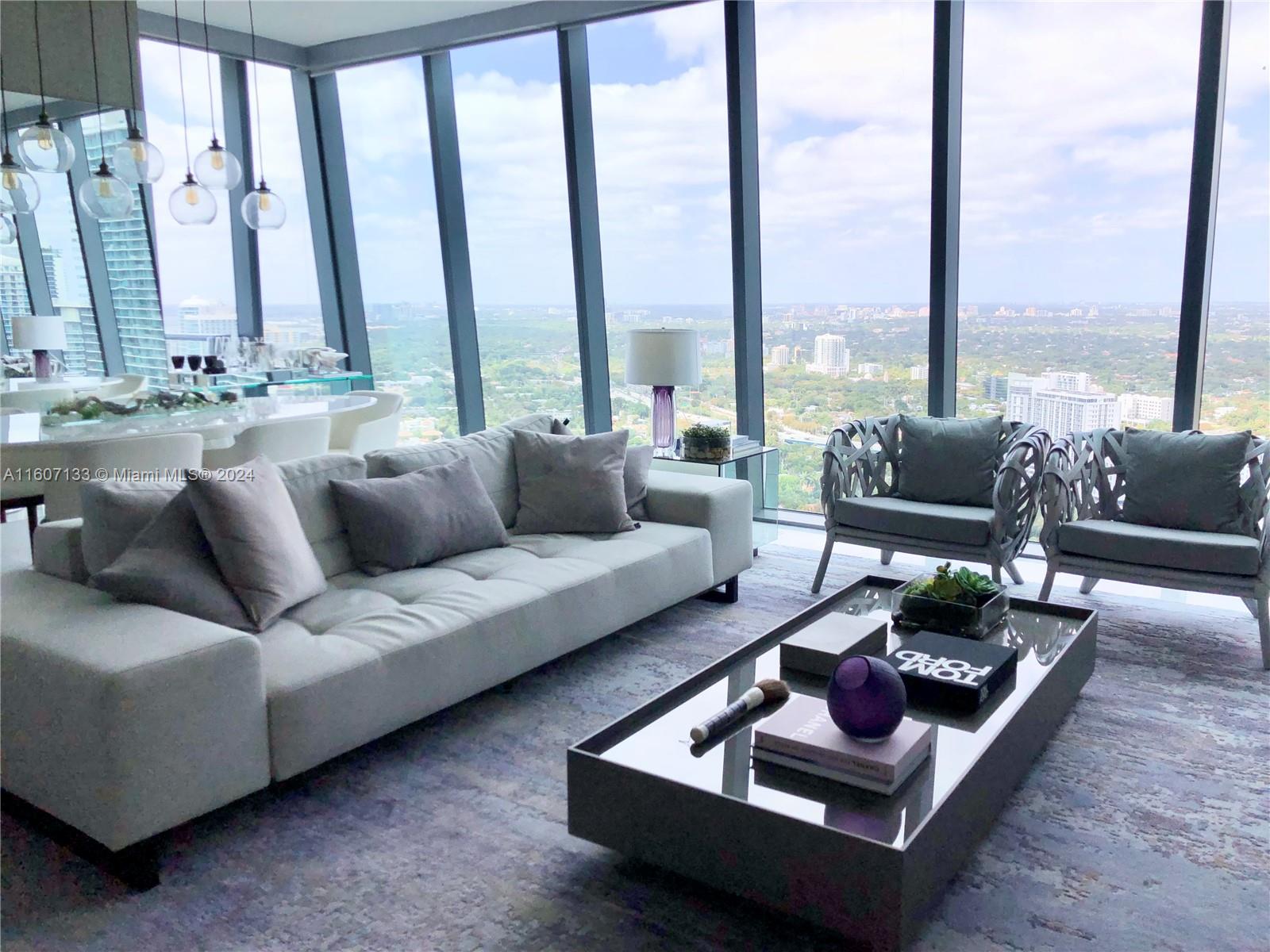 Beautifully decorated fully furnished 2 bedrooms, 2.5 bathrooms with amazing views at Echo Brickell. Southwest corner unit, 10’ Floor to ceiling glass windows in all rooms, marble flooring, spacious balcony to enjoy sunrise and sunset views with summer kitchen with built in grill and refrigerator. Smart home system to control light, temperature, music, and electric privacy shades and blackout curtains from wall mounted iPad or phone app. State of the art Gym, 2 spas, lounge areas, Echo Brickell Bikes, pool service, Restaurant Toscanino by Toscana Divino eat in or online ordering, valet parking 24 hours, Security 24 hours, Front Desk 24 hours, coffee/tea machine, 1 GB Internet with Google Fiber Web pass, Joe & The Juice and Rosetta Bakery on site.