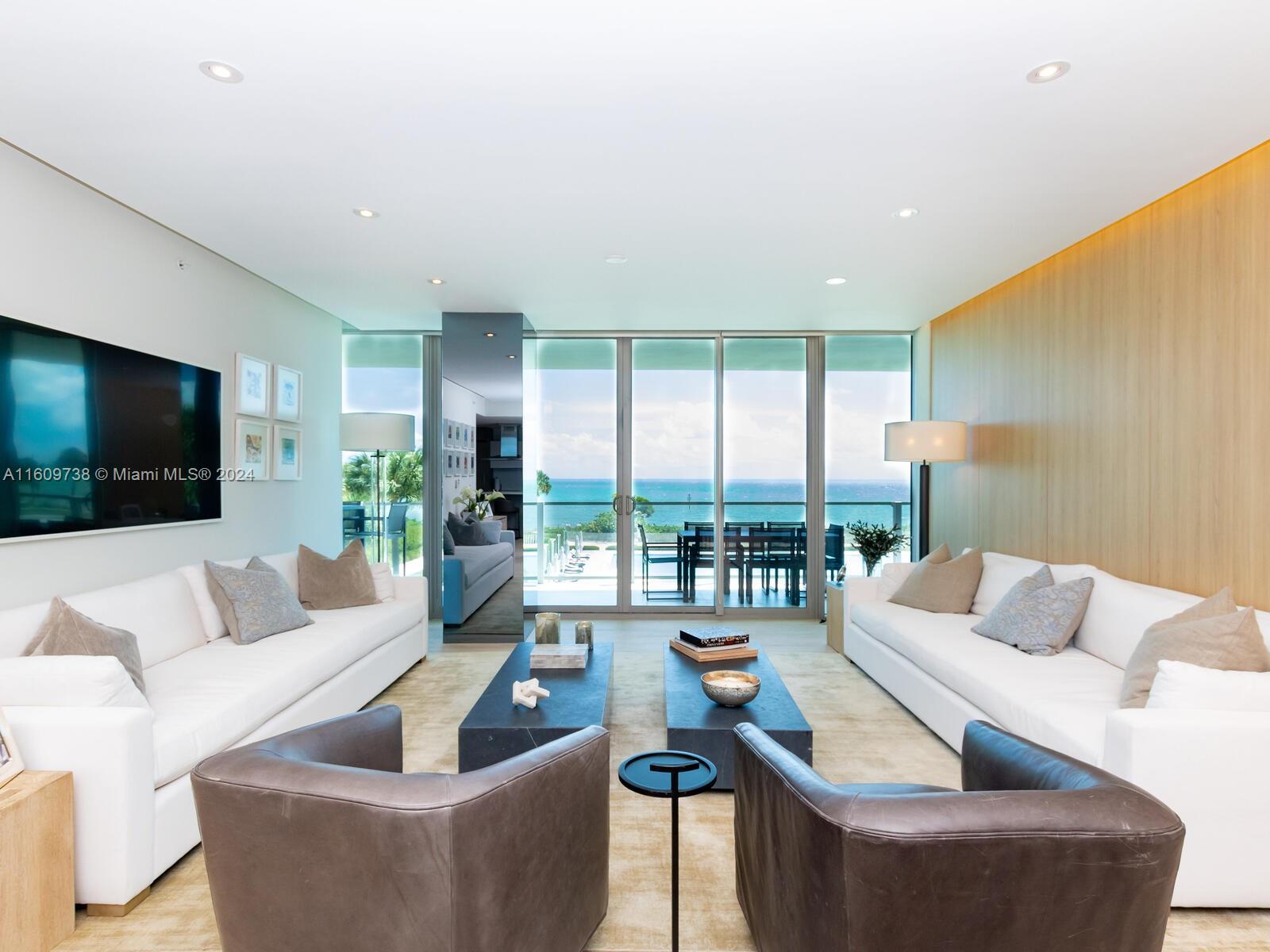 Unobstructed & tranquil oceanfront views in this unique, tastefully decorated unit at the exclusive
Oceana in Key Biscayne. Unit features a spacious & practical layout 2B|3.5BA|Den|1,823 SF & private
foyer/elevator entrance. Laundry room has been converted into a third bedroom with a full bathroom inside. Unit
has been substantially renovated. Wooden floors throughout, high ceilings, electric shades & miscellaneous
upgrades throughout. The kitchen features quartz countertops, double oven, wine cooler & custom cabinetry.
Exclusive resort-style amenities such as a beach restaurant with beachfront service, sauna, pool, spa, a fully
equipped gym & private tennis courts.