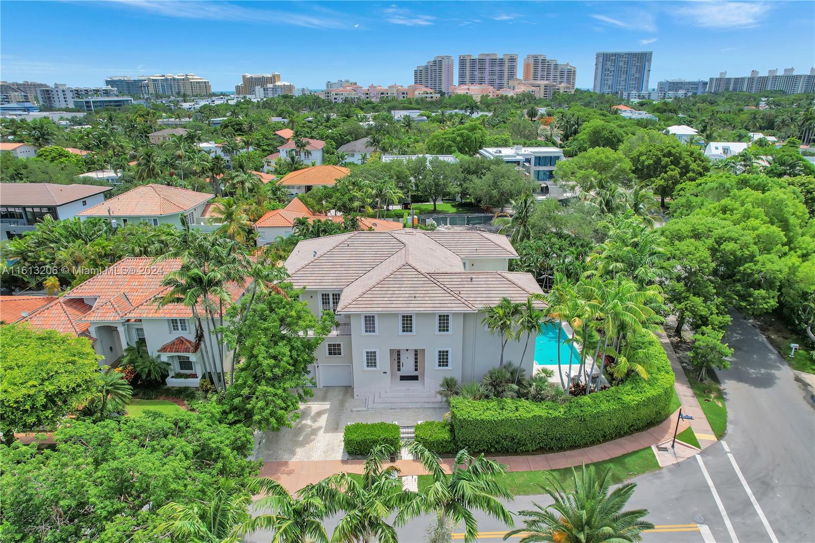 This magnificent 7-bedroom, 7.5-bathroom home embodies luxury and tranquility. Nestled in the desirable neighborhood of Key Biscayne, the residence stands proudly on an expansive 9,873 sq. ft. corner lot, providing an exceptional level of privacy. This corner lot not only enhances the sense of exclusivity but also offers generous outdoor space, perfect for embracing the Florida lifestyle. Including the easement, the lot is approximately 11,000 sq. ft.

The spacious interior is a testament to meticulous design and top-of-the-line finishes, featuring an Italian Scavolini kitchen with Miele and Subzero appliances, plus two wine coolers. The architectural design is timeless and elegant, showcasing a blend of sophistication and charm.