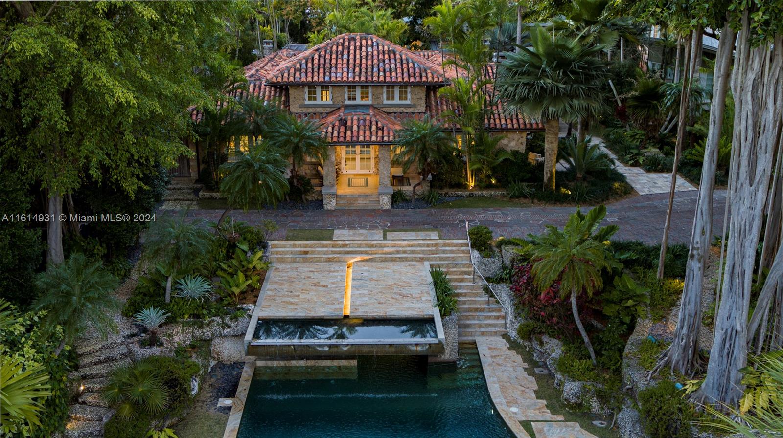 Once-in-a-Lifetime Opportunity. Introducing Banyan Ridge Estate in the heart of Coconut Grove. This mesmerizing multi-acre private gated haven tailored over 4.5 decades never before offered to the public. 2 parcels feature direct ocean views boasting 180’ of water-frontage. Banyan Ridge transports you to a transcendent oasis w/ meticulously landscaped grounds. 100-year-old Banyan Tree anchors the estate, flanked by cascading waterfalls, tropical saltwater fishpond, lap infinity pool, terraces overlooking the bay & the finest blend of amenities reminiscent of the most elite world-class resorts. Escape to the tranquility of meditation gardens as every corner of this property is an architectural masterpiece waiting to be experienced. Estate is being sold together with 7 additional parcels.