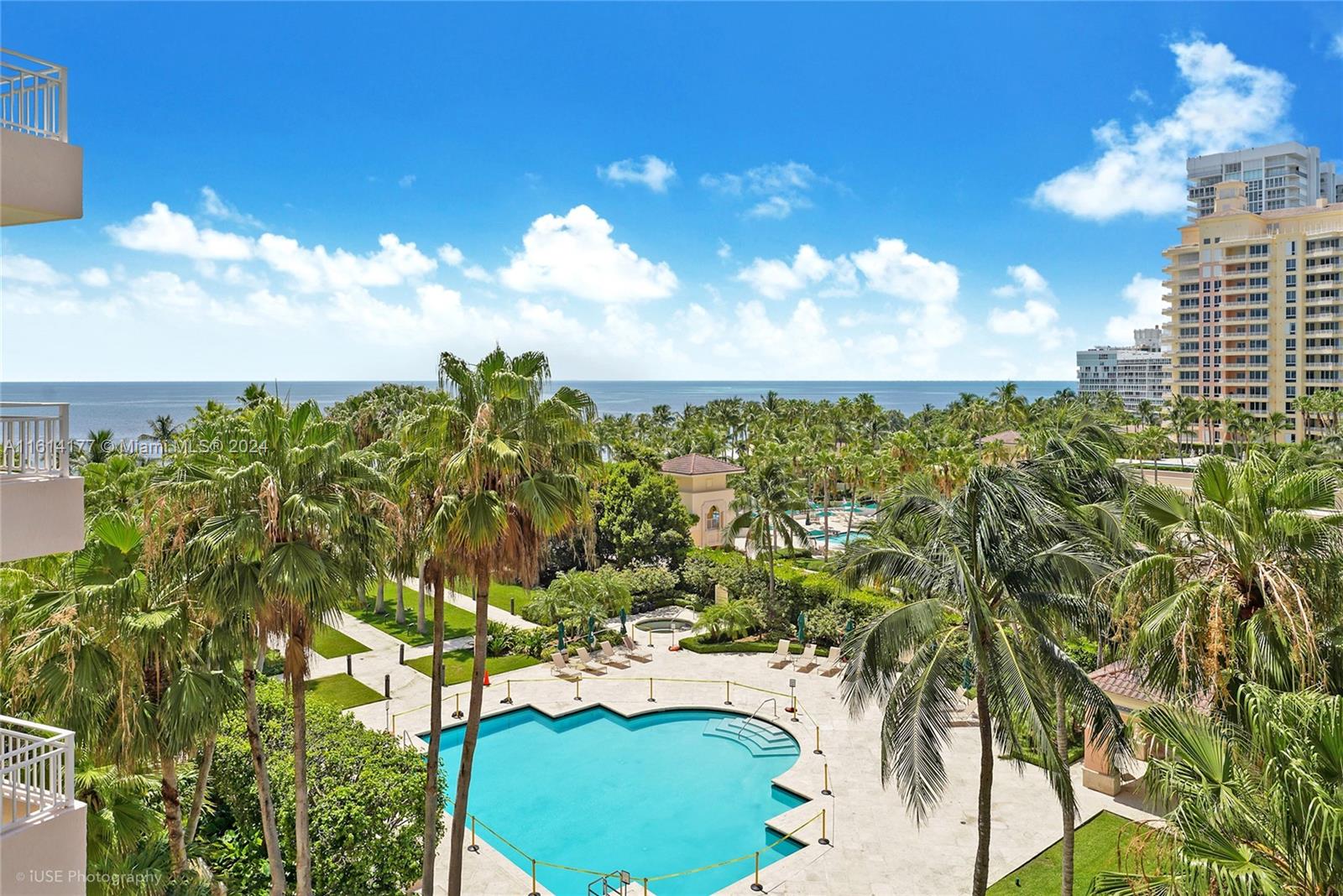 PRIME, SOUTHEAST EXPOSURE offer views of the blue, Atlantic Ocean, pool & lush, tropical gardens!    This spacious 3 bedroom, 3 bath, Floor thru design floor plan has two large terraces!     The Northwest terrace offers views of the ocean, beach, bay & a peek of the city lights!     The Ocean Club Key Biscayne is a luxurious private community with world class amenities and services such as direct beach access, towel, chair & umbrella service, several pools (beachfront, lap and building), gyms, spa with sauna, steam and whirlpool, 8 hard-tru lighted tennis courts, spa, beauty center, BEACH BAR & GRILL and Fresco restaurants, valet parking, concierge front desk & children's playground.  TWO ASSIGNED, COVERED PARKING SPACES, #521 & #605.