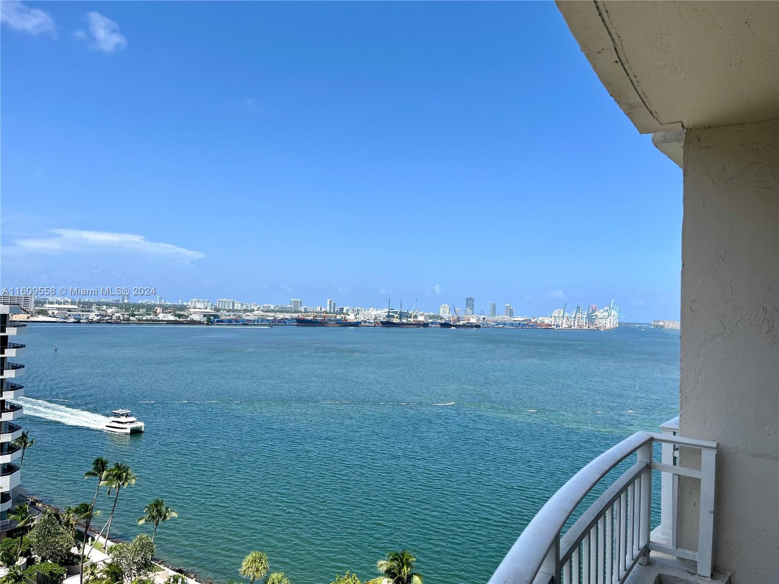Beautifully updated unit, freshly painted with stunning waterfront views. The building offers 24-hour security, valet parking, a business center, and a fully equipped clubroom. Enjoy the tranquility and privacy of Brickell Key, while being just a short walk from Brickell City Center and the financial Brickell district.  Note: The pool and tennis court are currently being renovated and expected to be ready soon. Easy to show! For showings, please see broker's remarks.