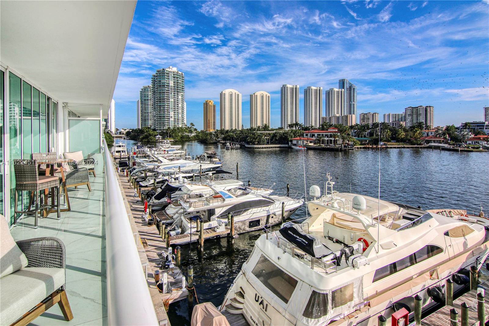 One of a kind condo with a lot of light in the exclsuive 400 Sunny Isles! This 3-Bedroom, 2.5 Bath condo has floor to ceiling windows in every room allowing plenty of light in the unit. Enjoy stunning views of the intracoastal and the Oleta River Park while enjoying the marina vibe from the oversized balcony with access from the living room and the master bedroom. The 400 Sunny Isles offers a marina with wet and dry slips, and resort style amenities including pool, fitness center, tennis court, a restaurant in the building, and more. The building is located only steps from the beach and only a few minutes drive from the best shopping and dinning in the region at the Shops at Bal Harbour and the Aventura Mall. Brand new furniture may be included in this sale!