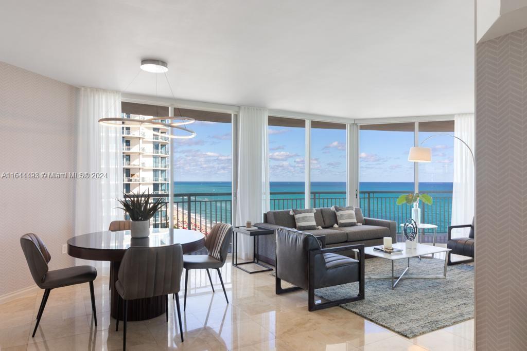 Gorgeous! Very Spacious! 3 bedrooms and 3 bathroom Condo-Hotel. Direct ocean view from every room. Northeast corner unit with a large wraparound balcony overlooking the ocean. In the heart of Sunny Isles Beach. Washer and Dryer inside the unit. WIFI included. Resort quality amenities, direct access to the beach with spectacular pool area, oceanfront bar, pool service, fitness center, business center, valet parking free of charge for one car. Only minutes to Aventura Mall, Bal Harbor and Miami Beach. Available for 3 to 6 month rentals.