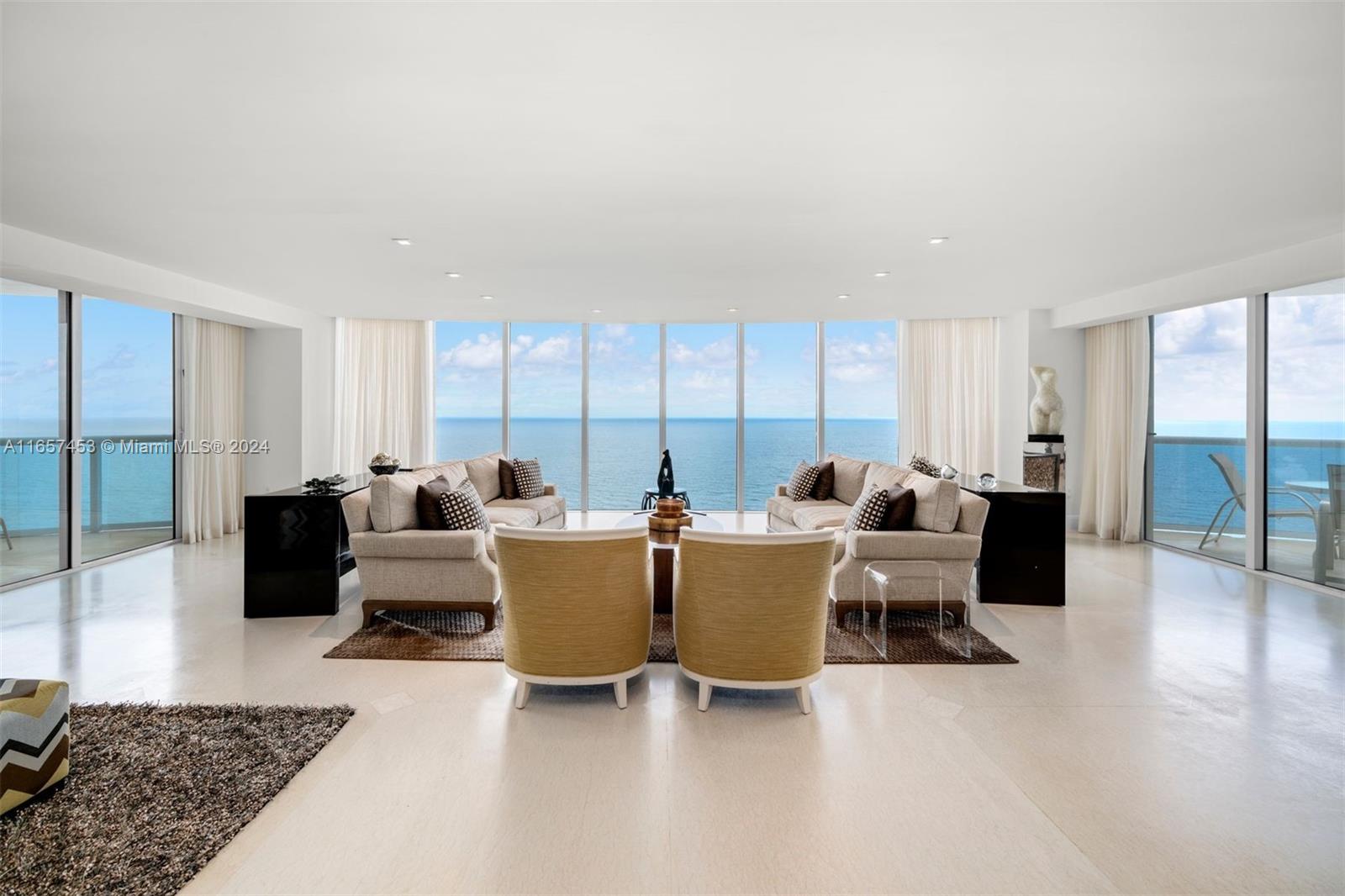 Step into this breathtaking nearly 4,000 sq ft oceanfront sky residence, with panoramic views of the Atlantic ocean and Intracoastal. Featuring 4-bedroom + office and maid’s quarters, this spacious home in the sky offers ultimate sophistication and comes fully furnished (art excluded), impeccably designed by Deborah Wecselman. Additional features include a private foyer entry, oversized primary suite and renovated primary bath. Live a life on the ocean and enjoy direct beach access, a myriad of nearby dining options, shopping, and close proximity to top-rated schools. Luxurious building amenities include a full service spa, fitness center, oceanfront pool, tennis, and full concierge services.