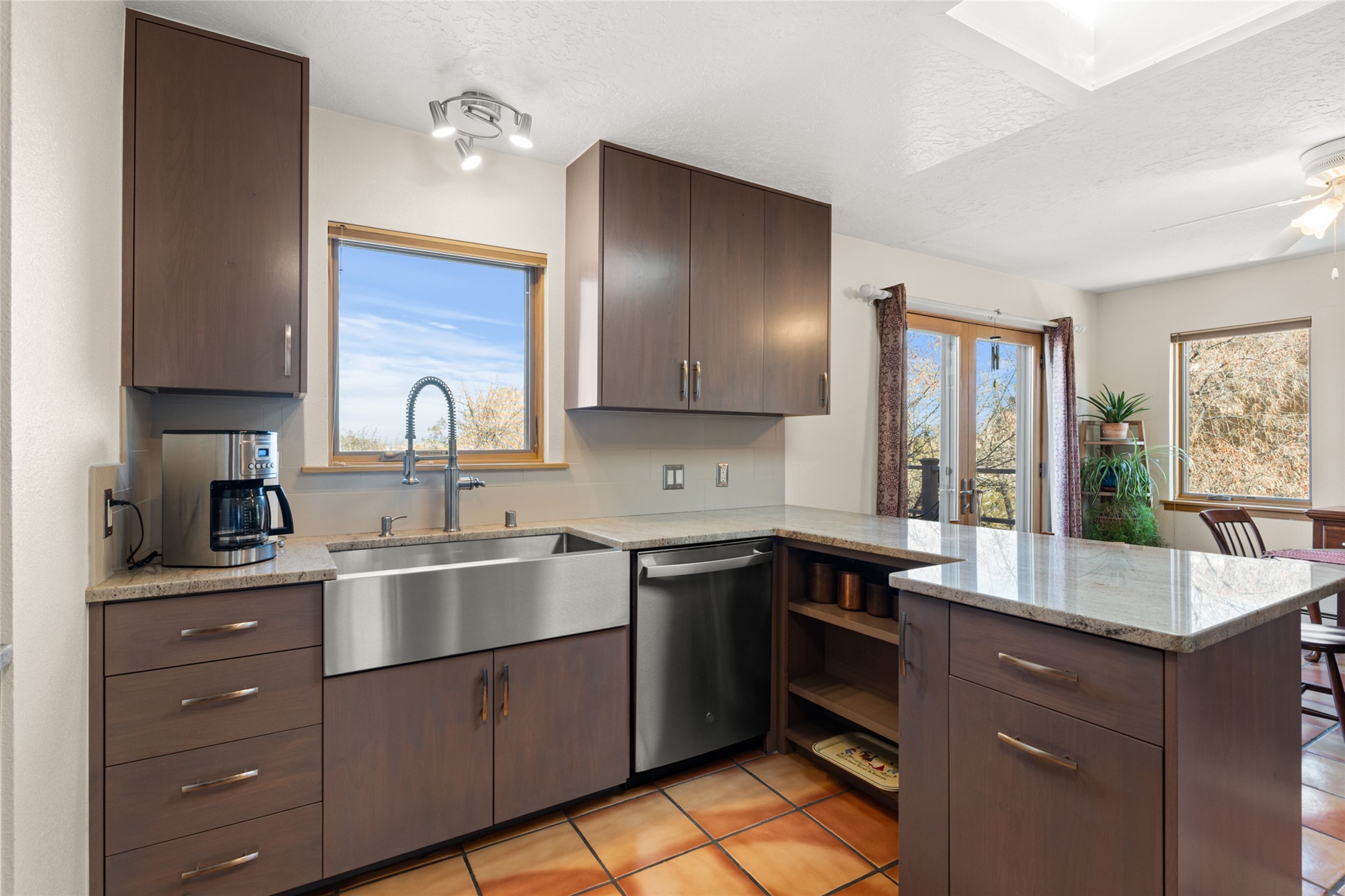 Newly updated kitchen with views to the Jemez