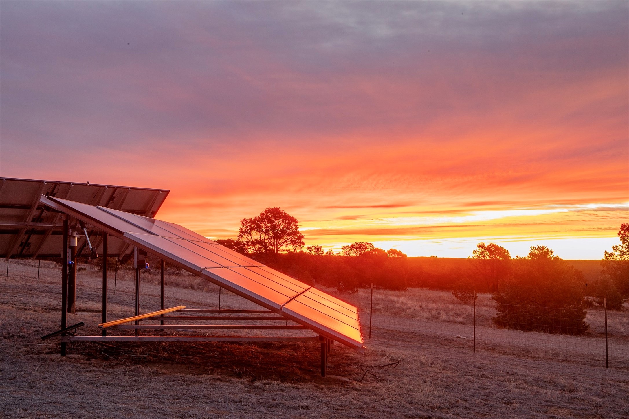 Solar Panels at Sunrise.