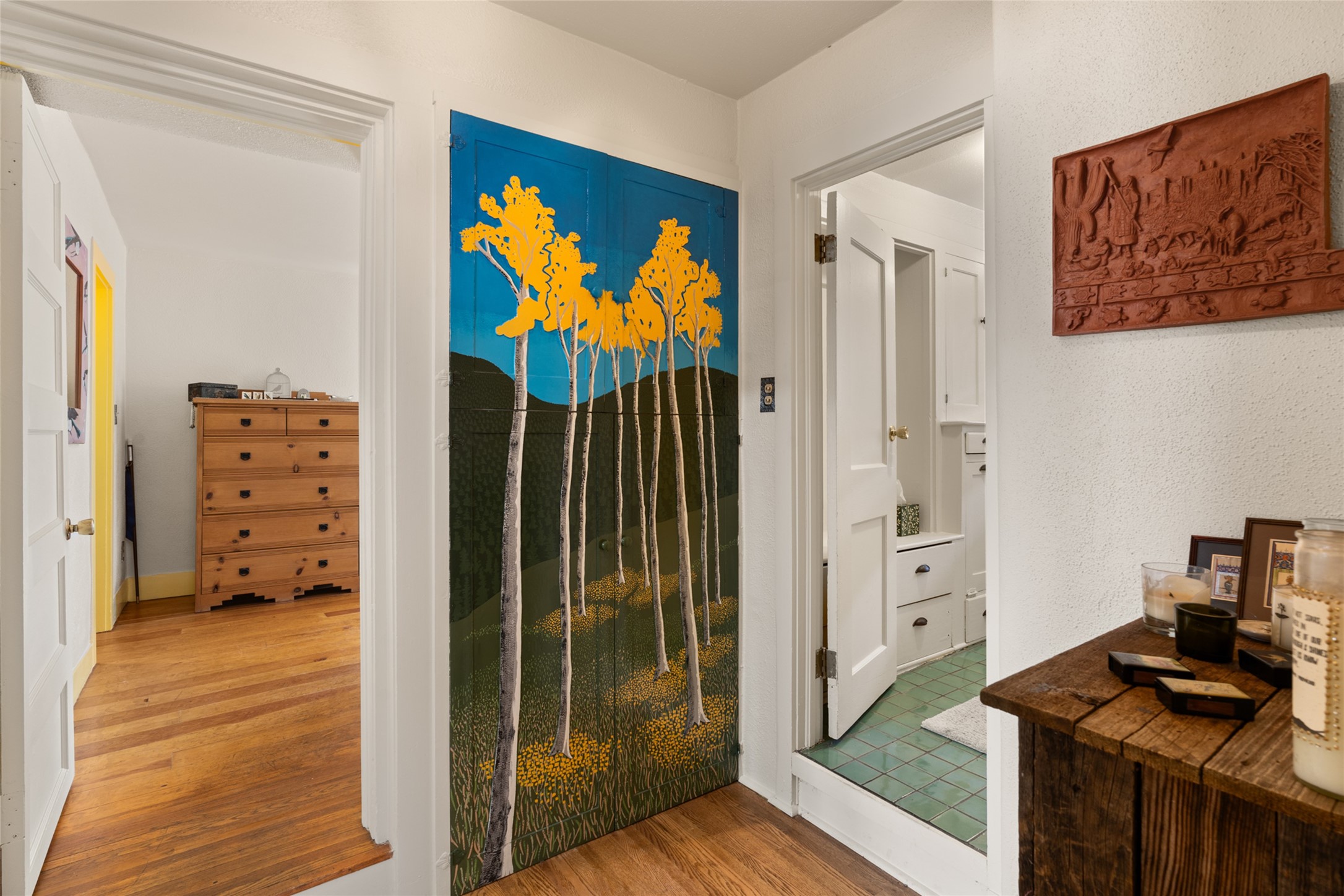 Hallway to Bedroom & Bath (Hand Painted/Carved Cabinetry)
