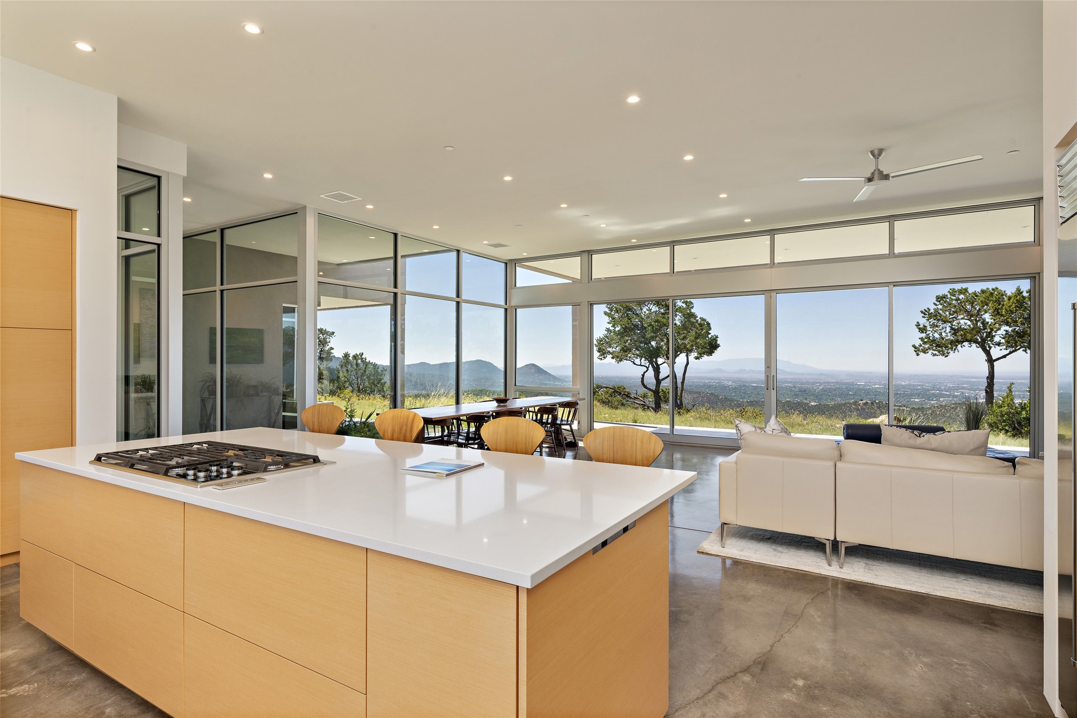 Kitchen with Large Island and Views