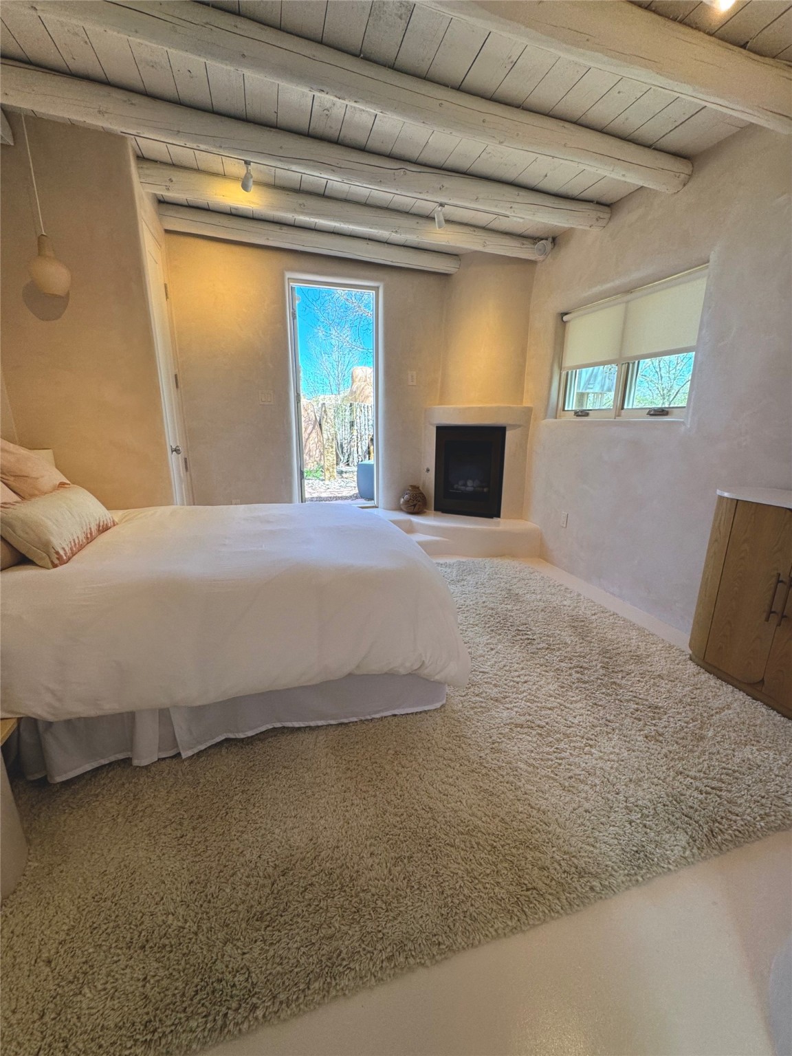 second bedroom, fireplace, view