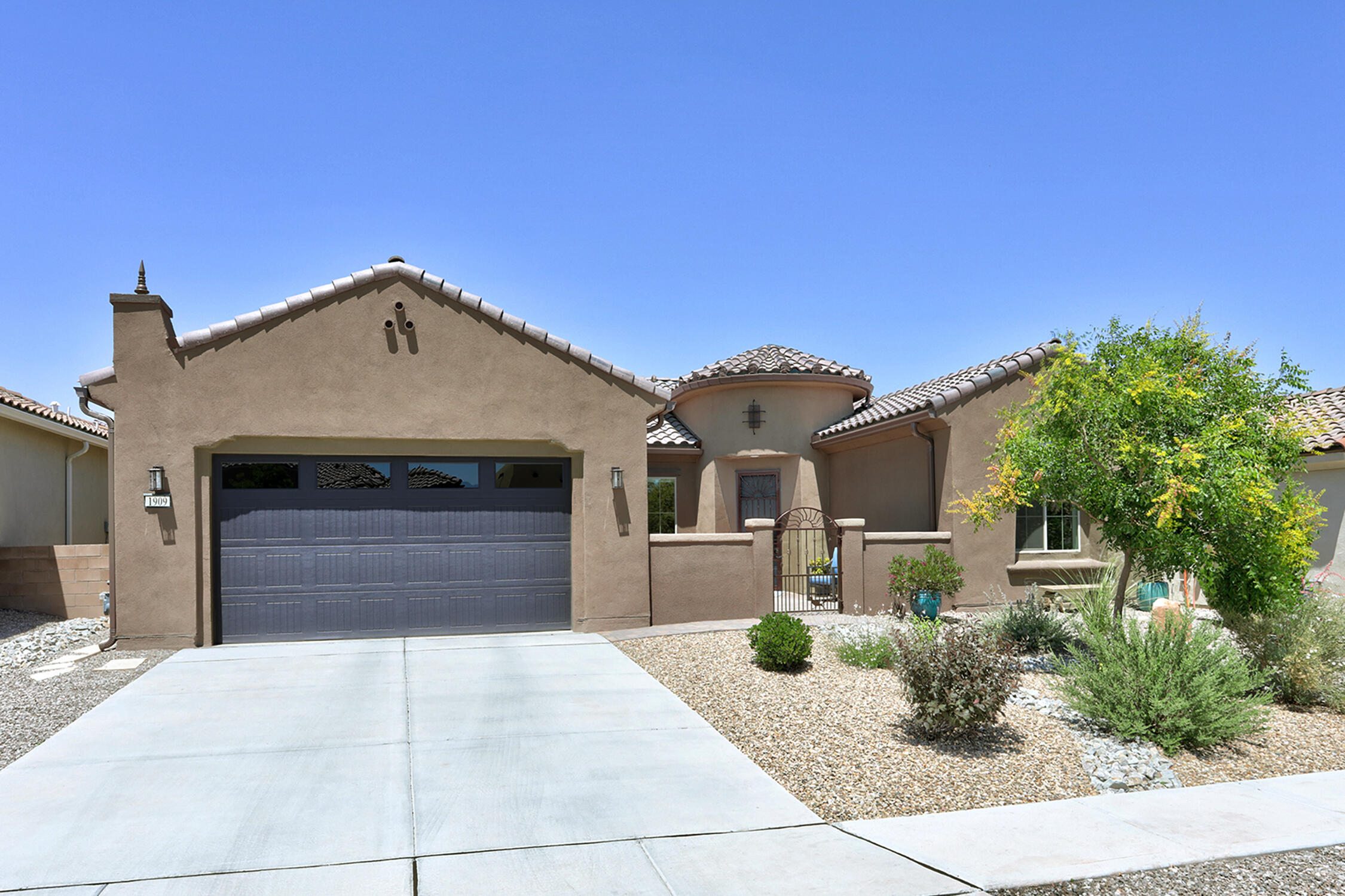 Gorgeous Home in Del Webb Mirehaven, a 55+ Active Adult Community! Built in 2021, this 2370sf home BACKS TO OPEN SPACE,  has 3 Bedrooms Plus an Office/Den or 4th BR, 2 Baths, 2 Car Garage (35 X 22) w/Large Storage Area! Home Upgrades/Features: Lux Kitchen w/Concord White Icing Cabinetry w/Roll Outs in Every Base Cabinet, Island & Large Dining Room, Arched Doorways, Wood Look Tile,  Double Center Sliding Glass Doors, Bow Window in the Owner's Suite, Low Threshold Walk-In Shower w/Tile Surround, Granite Countertops, Large Walk In Pantry, Coffee Bar, Laundry has addn'l Cabinets. Custom Gate & Front Storm Door!  The Courtyard & Back Patio have Pavers. Backyard has a Pergola & Extended Patio! The Sandia Amenity Center Offers Daily Activities, Pickle Ball, Tennis, Outdoor Pool & so much MORE