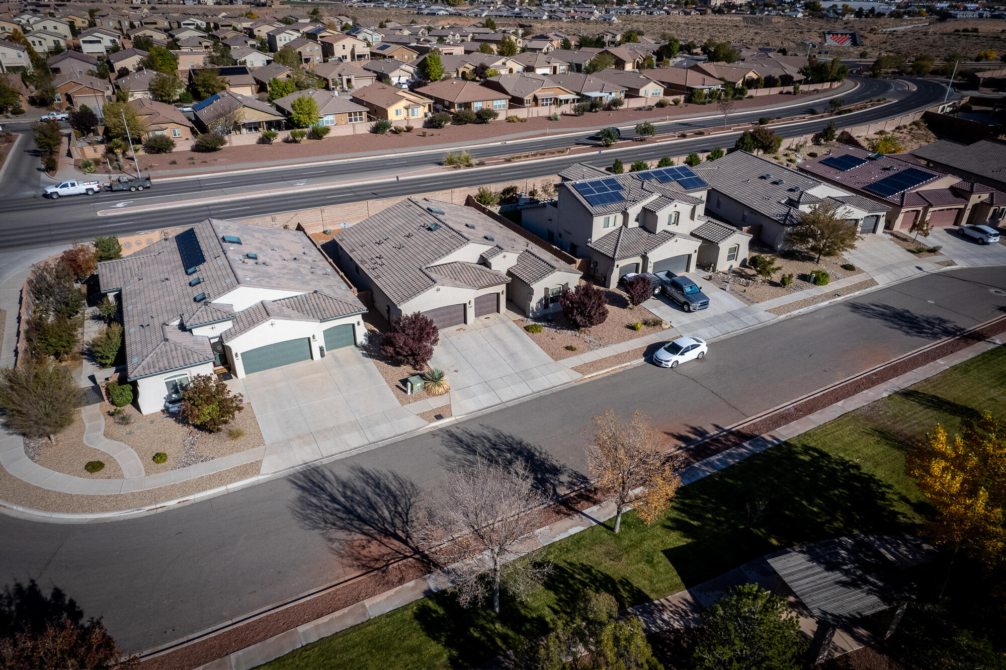 This beautiful 3 bedroom/2 bathroom home has upgraded tile floors, granite kitchen counters, staggered cabinetry, stainless appliances, and covered rear patio with xeriscaping. Built with Green Silver certification offers lower prices on bills. Located in a small and private neighborhood, this home's front views of the Sandia's and community park are stunning.