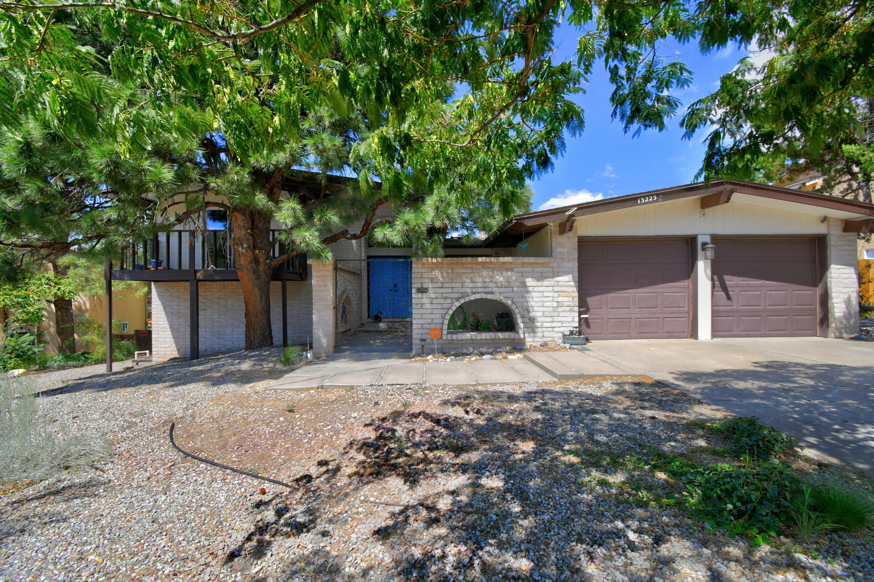 Foothill split-level nestled at the end of Montgomery where Neighborly deer families and additional wildlife are known to roam the whole area.  Private East patio also enjoys serene foothill view.  Mature trees front and back and even a large space for a BY garden.  Living room windows look out to BY In-ground Vinyl 18 x 36 Pool (Liner replaced-has efficient solar cover).  Updated kitchen w/locally sourced granite and cabinets. Windows replaced.   Flooring replaced.  Primary bedroom (8 steps up) with larger foothill view deck, has connected  bath with BR #2-use as an office, workout  or nursery.  THEN...2 bedrooms & bath (8 steps down) for larger family or guest rooms.  XL bright laundry with W/D & pantry plus room for more upright appliances.  HOA is voluntary and covers security patrol.