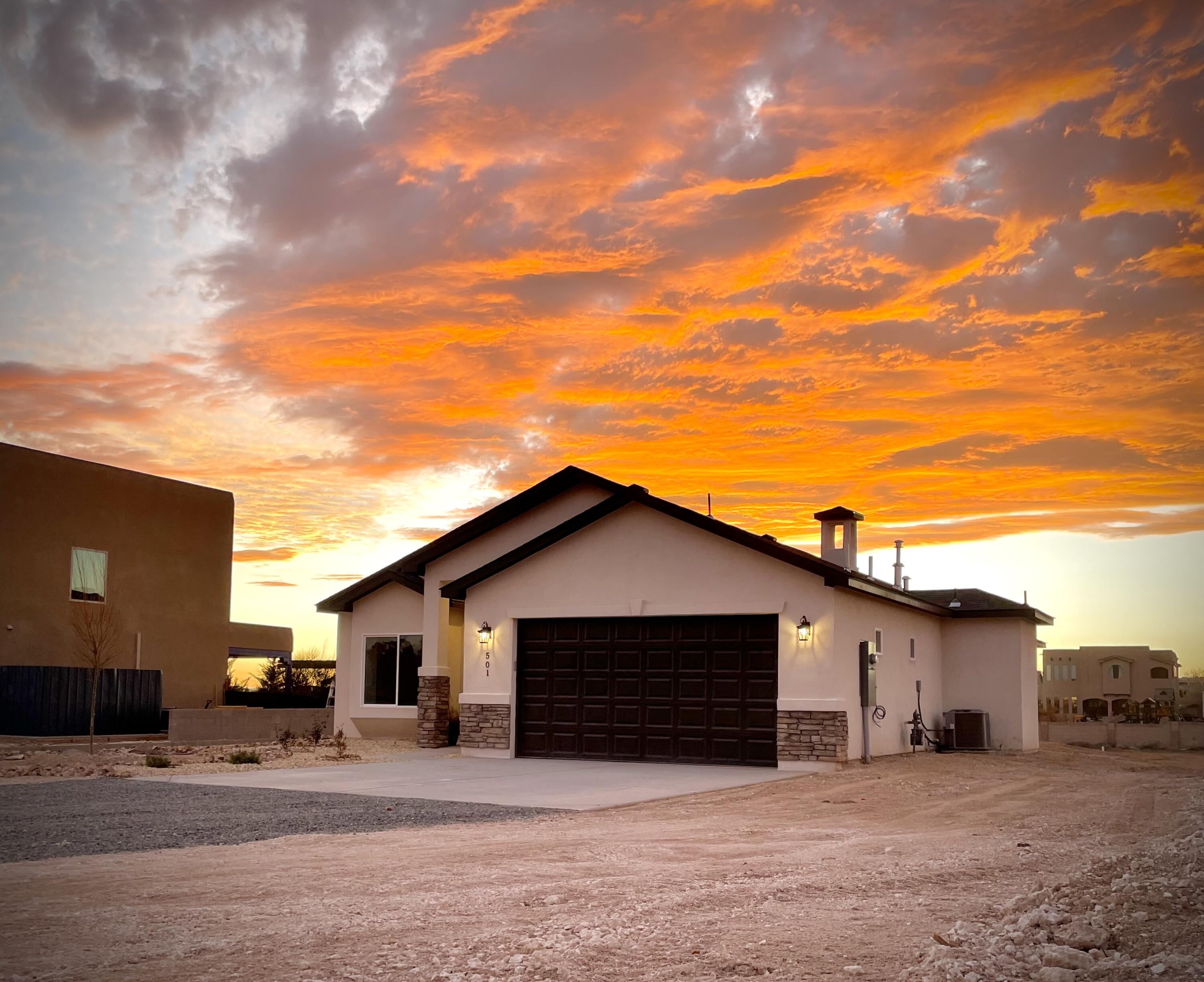 Welcome into this New-Construction built in 2024 . Enjoy open concept living with room for a dining table thanks to the breakfast nook. Master Bedroom incorporates a sleek design with double sinks and a walk-in closet with built-ins. The other two bedrooms also feature built-ins inside the closets.  Discover the stunning desert landscapes surrounding this neighborhood. Watch the sunset from your back patio. Fast growing community many new homes in the area. Generous 0.5 Acre lot with room for backyard access on both sides.